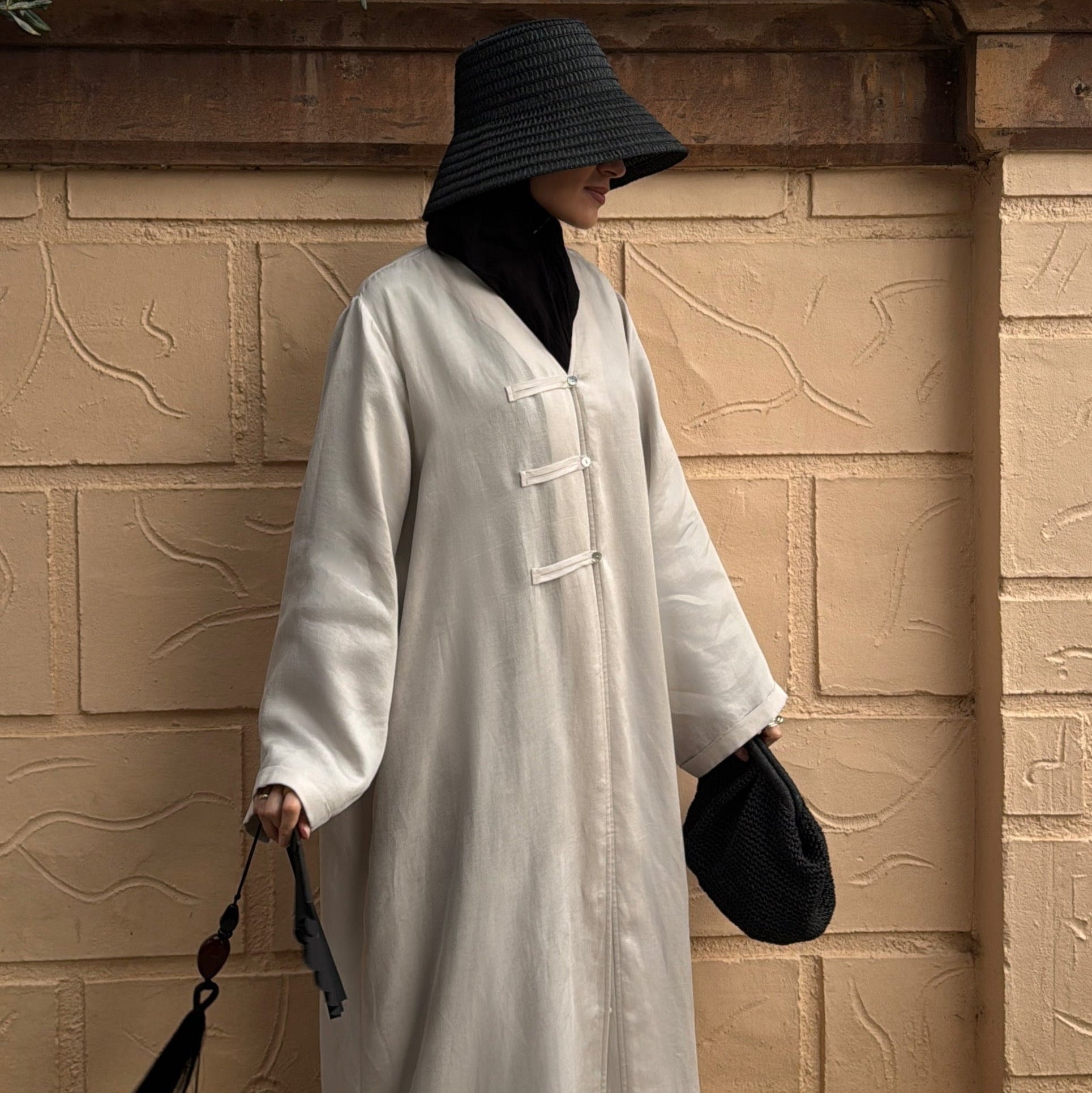 BRİT DETAYLI SEDEF KUPRA ABAYA Hubab Abaya