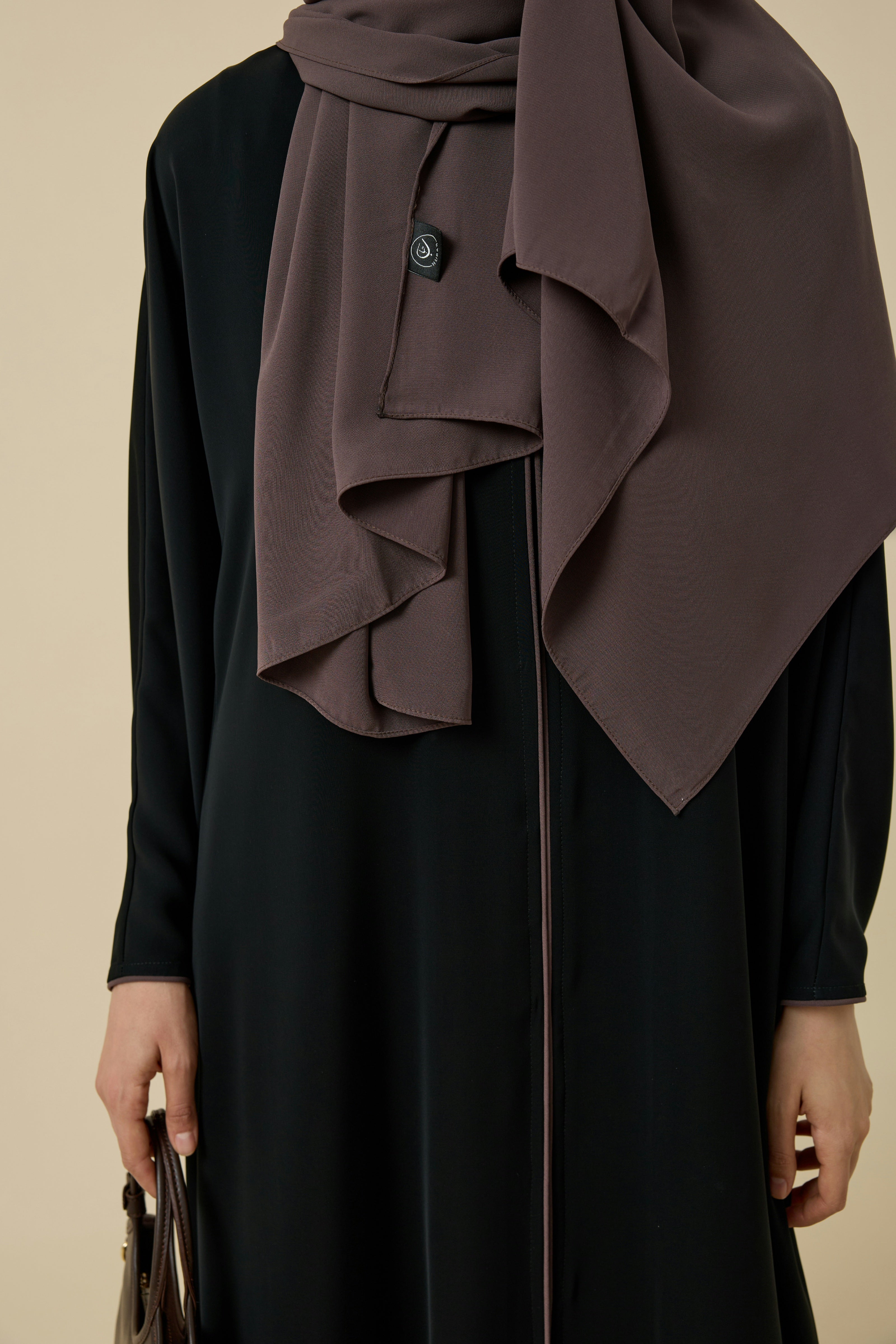 Kahverengi Biyeli Abaya& Şal Takım Hubab Abaya