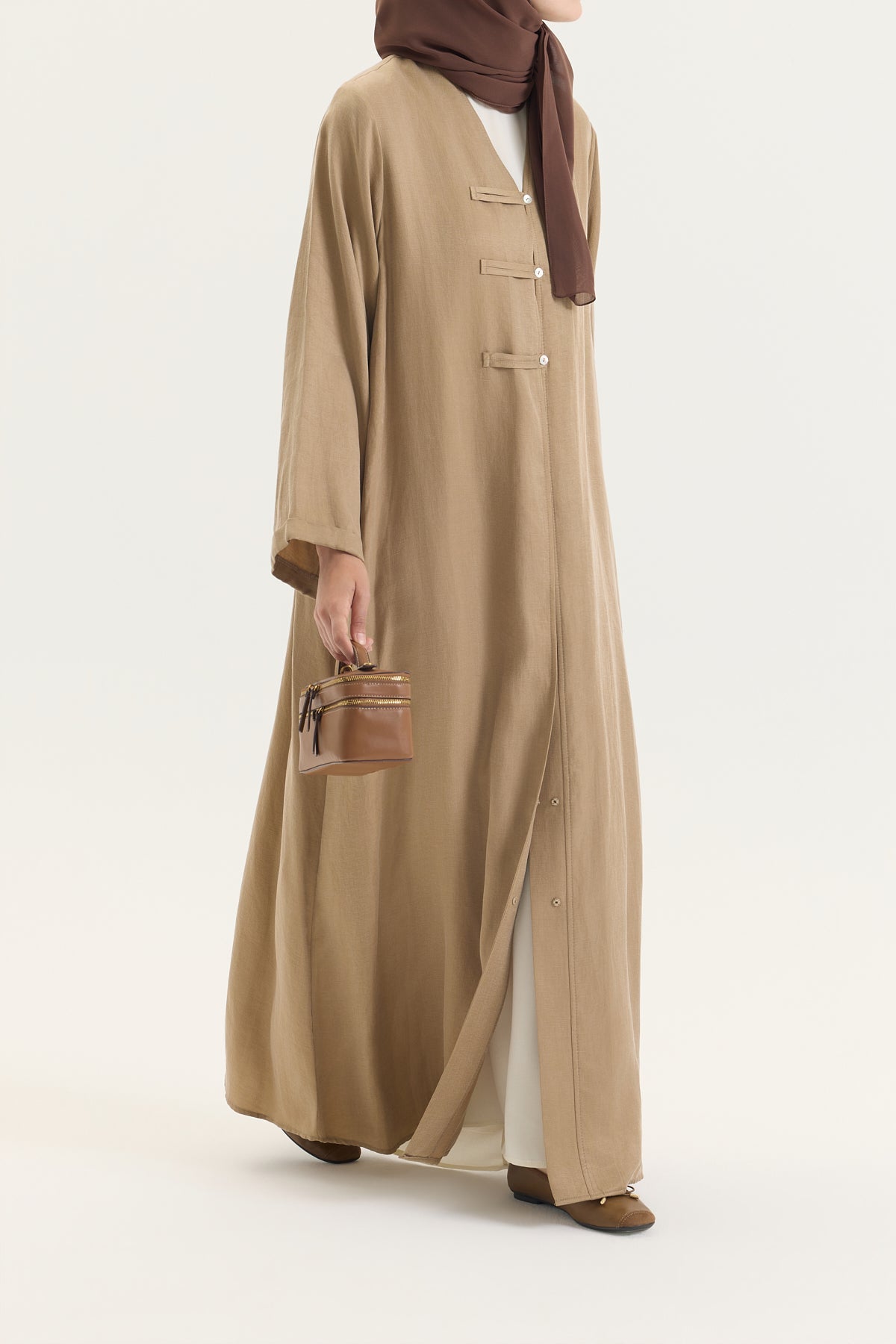 Brit Detaylı Hardal Kupra Abaya Hubab Abaya