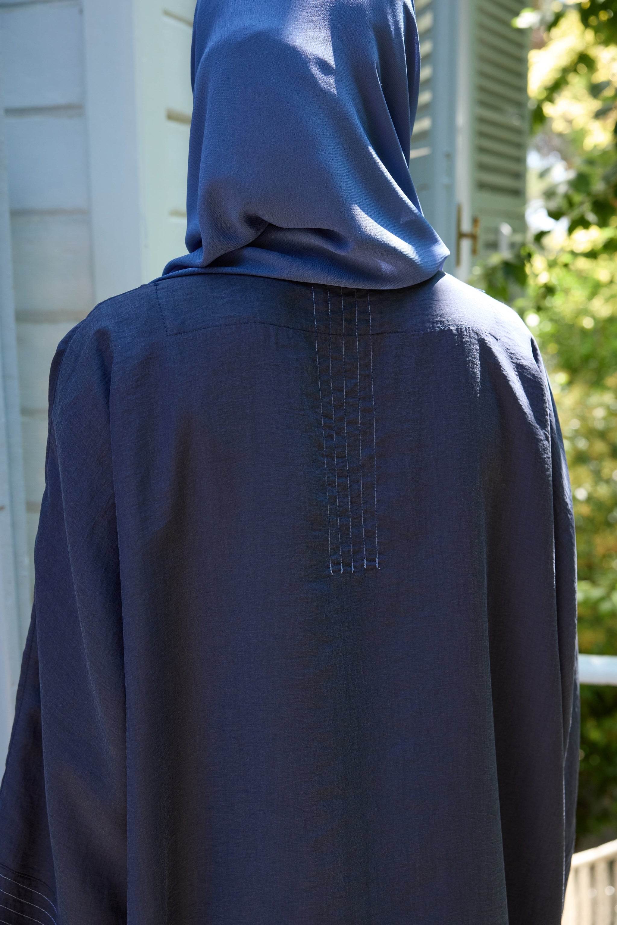 İndigo Japon Şifon Şal Hubab Abaya