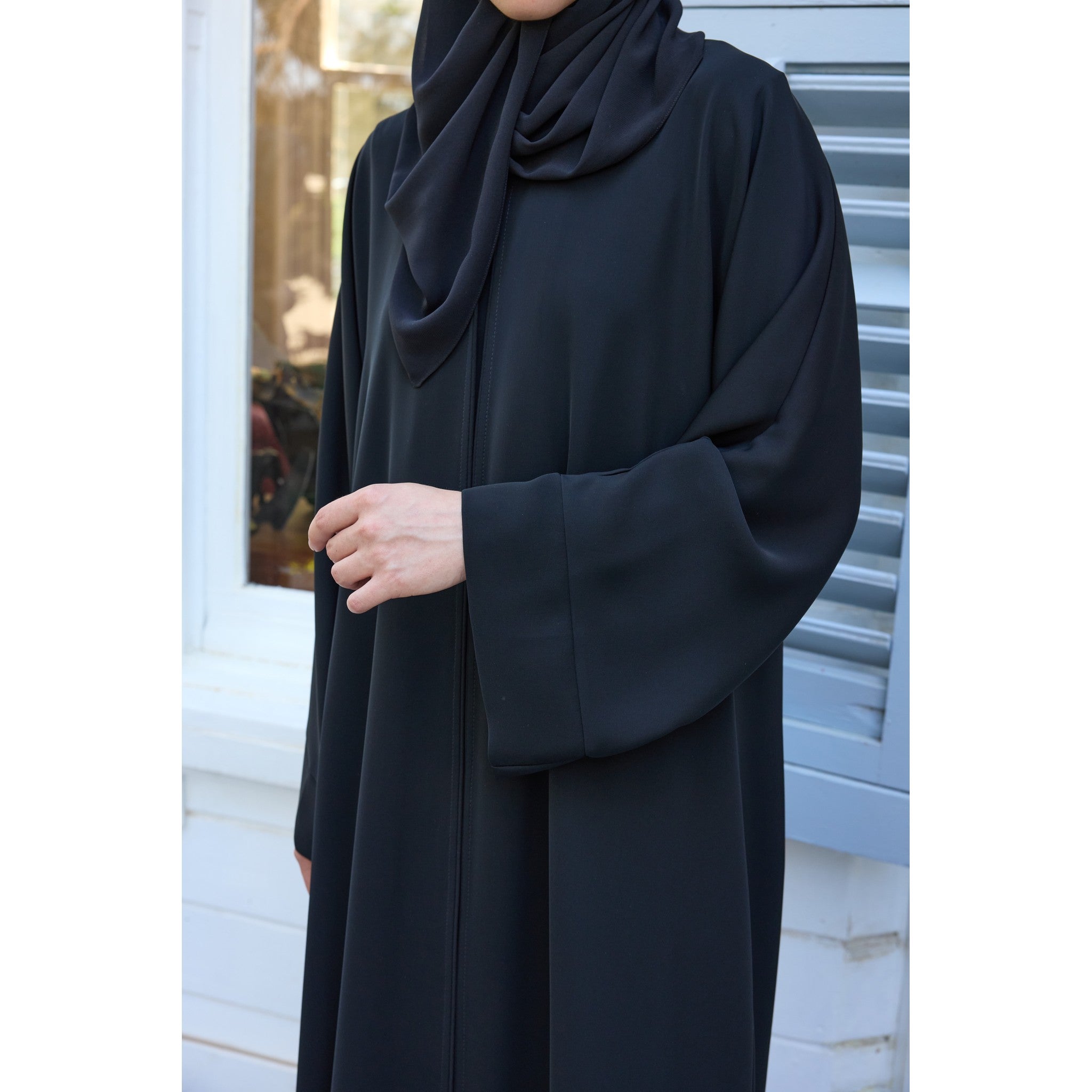 Siyah Japon Şifon Şal Hubab Abaya
