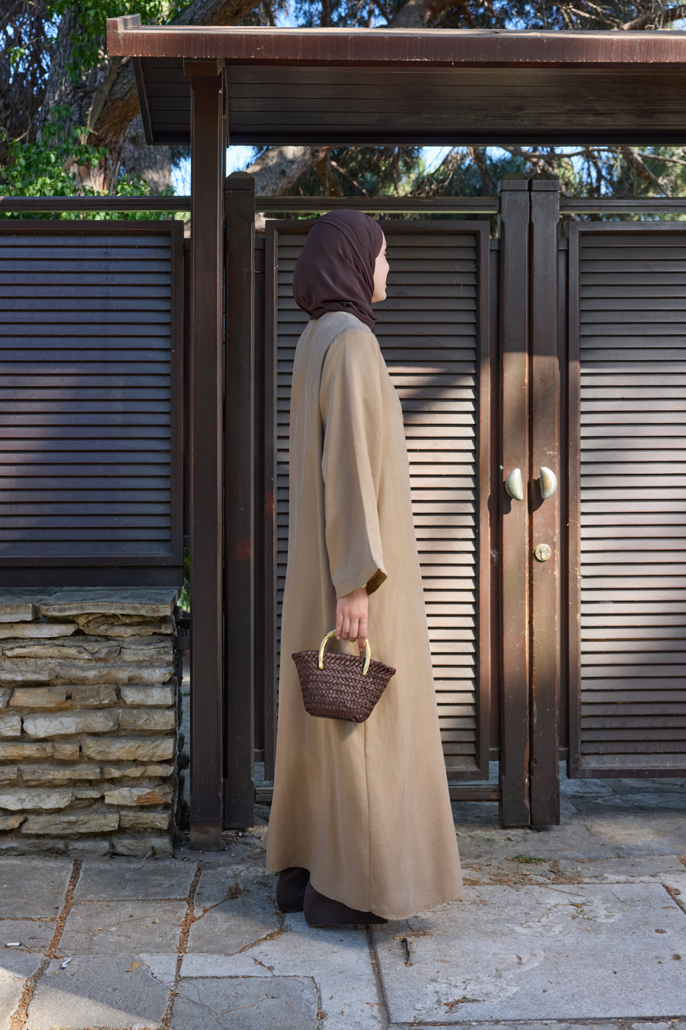 Brit Detaylı Hardal Kupra Abaya Hubab Abaya