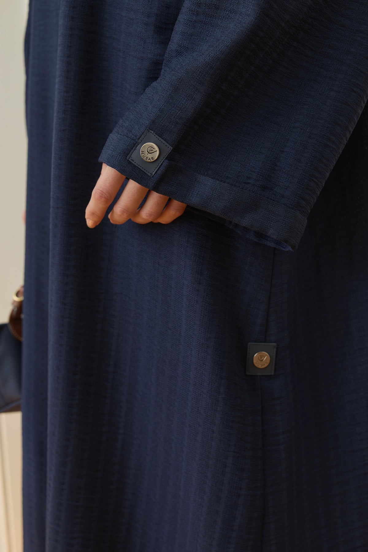 Logo Detaylı Basic Abaya Lacivert Hubab Abaya