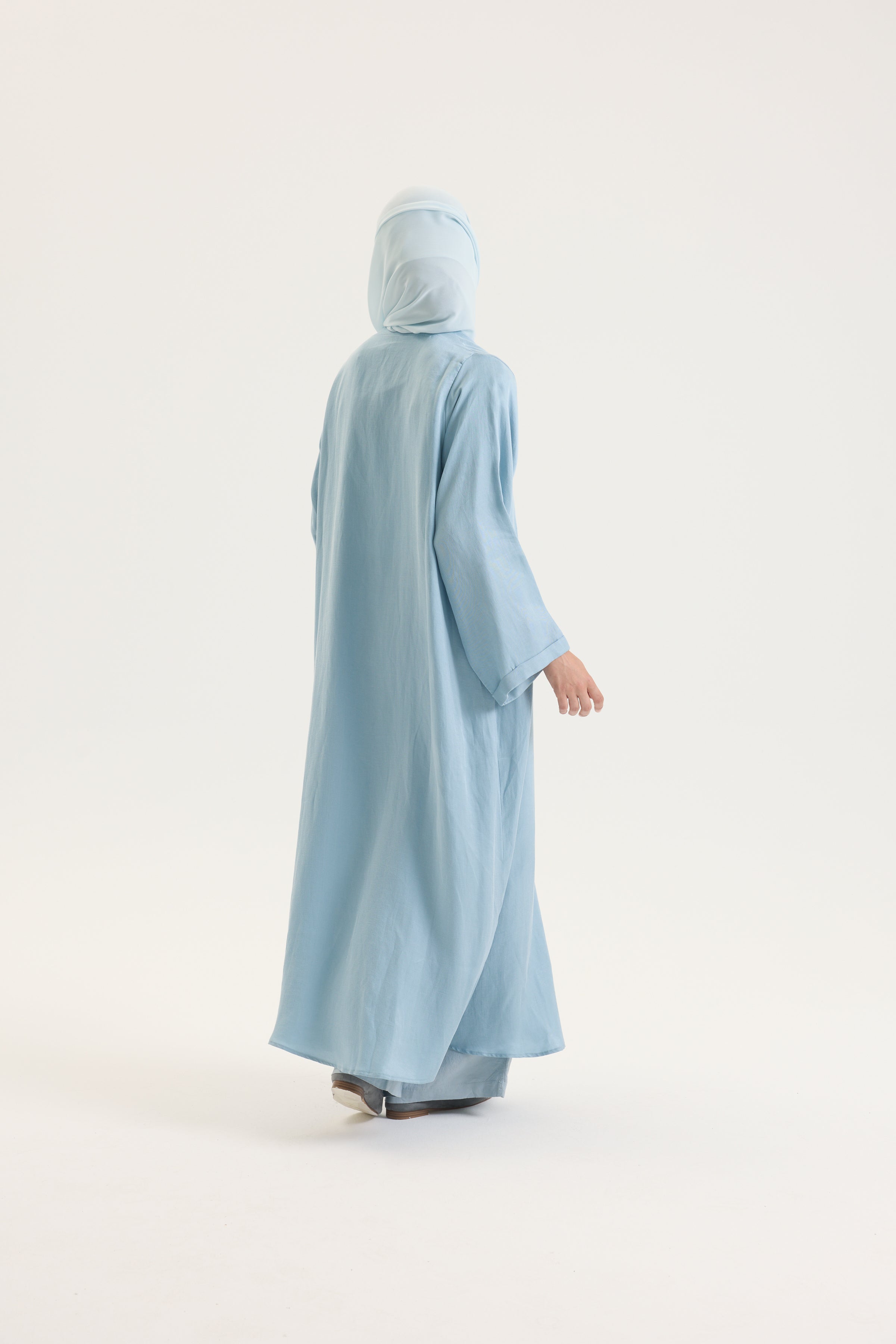 Buz Mavi Japon Şifon Şal Hubab Abaya