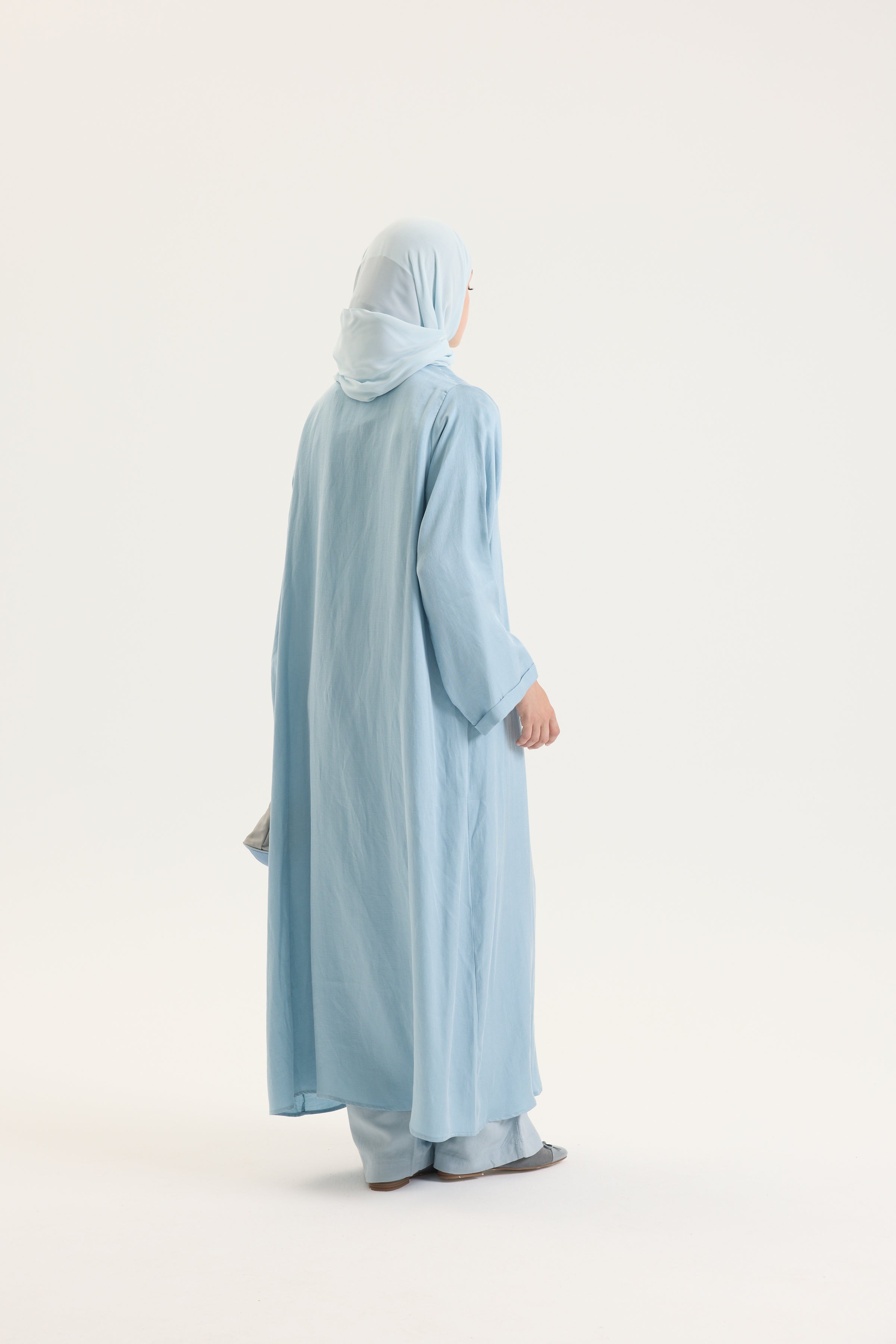 Buz Mavi Japon Şifon Şal Hubab Abaya
