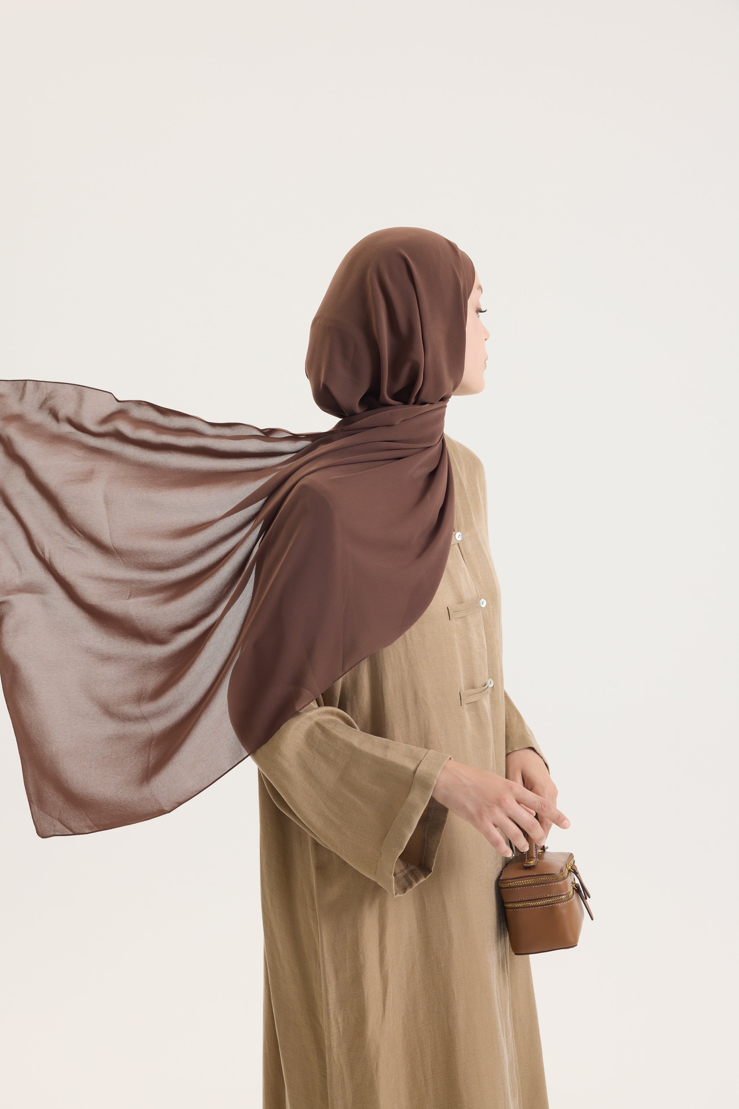 Tarçın Japon Şifon Şal Hubab Abaya