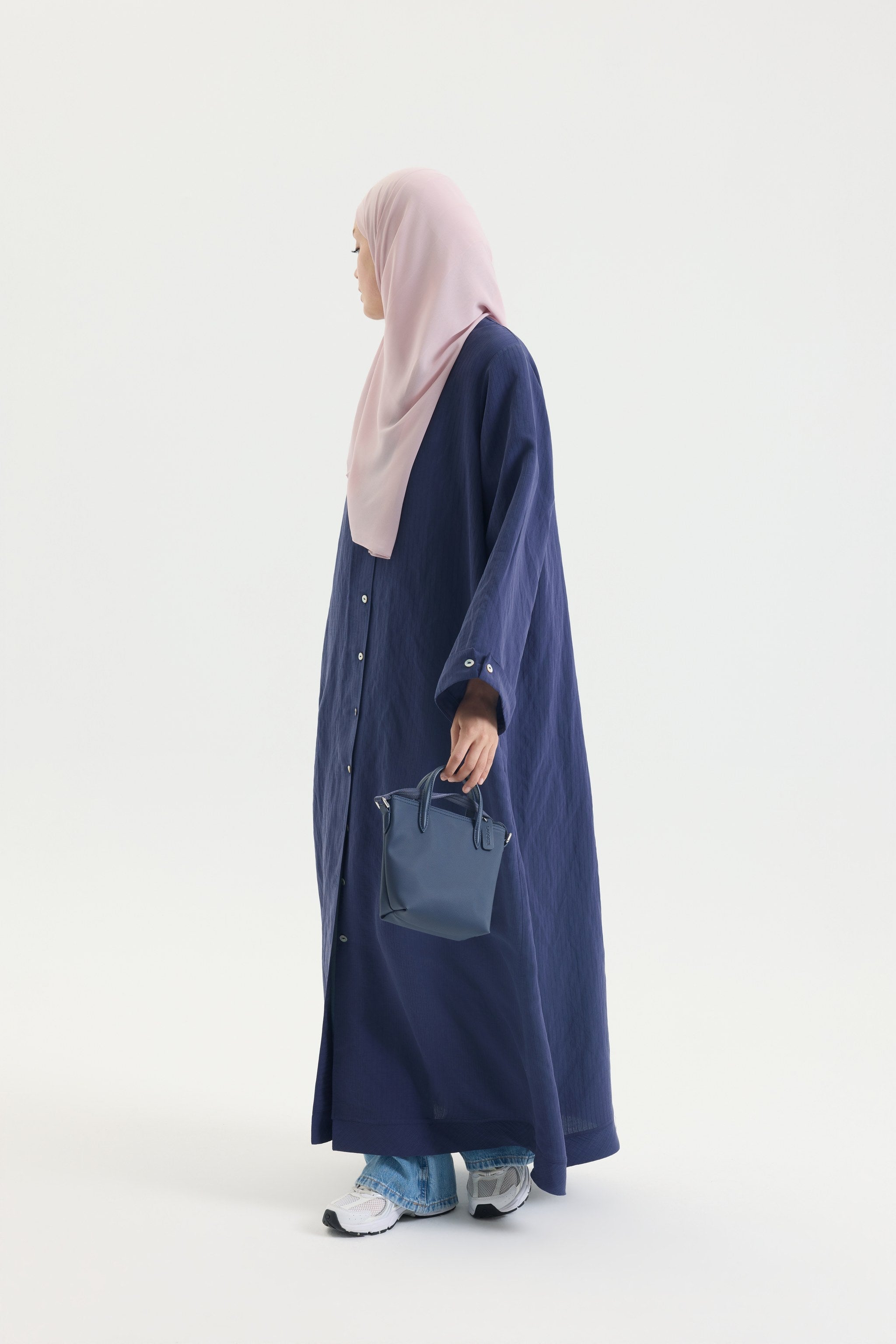 Pudra Pembe Japon Şifon Şal Hubab Abaya