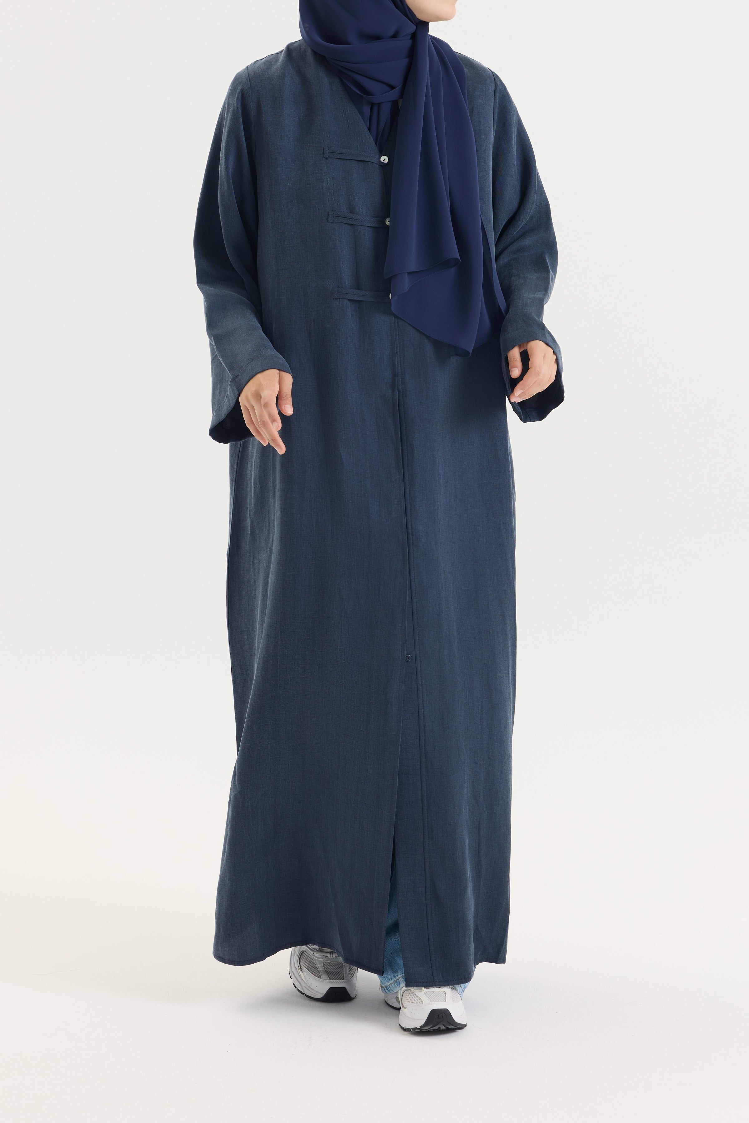 Lacivert Japon Şifon Şal Hubab Abaya