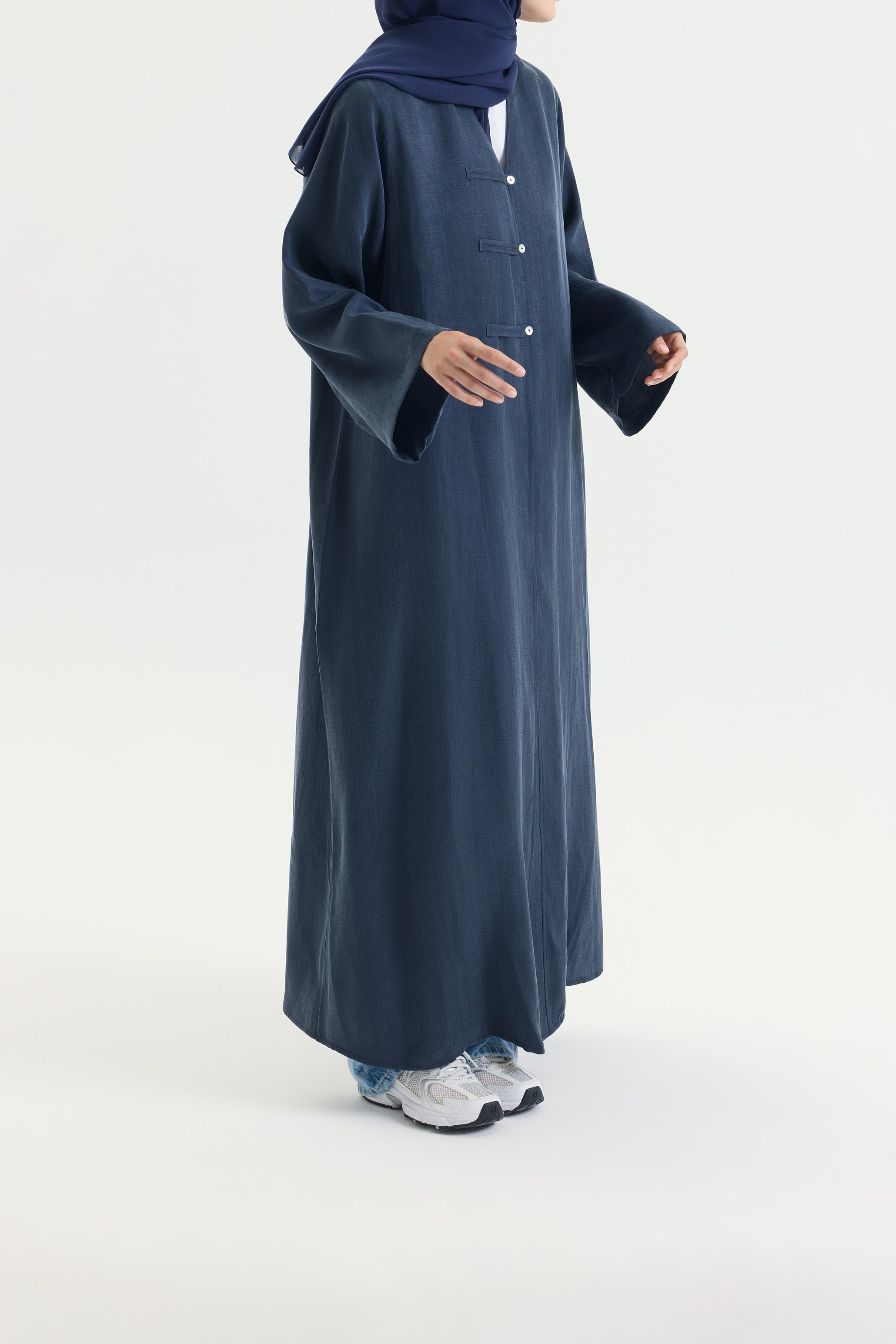 Brit Detaylı Lacivert Kupra Abaya Hubab Abaya