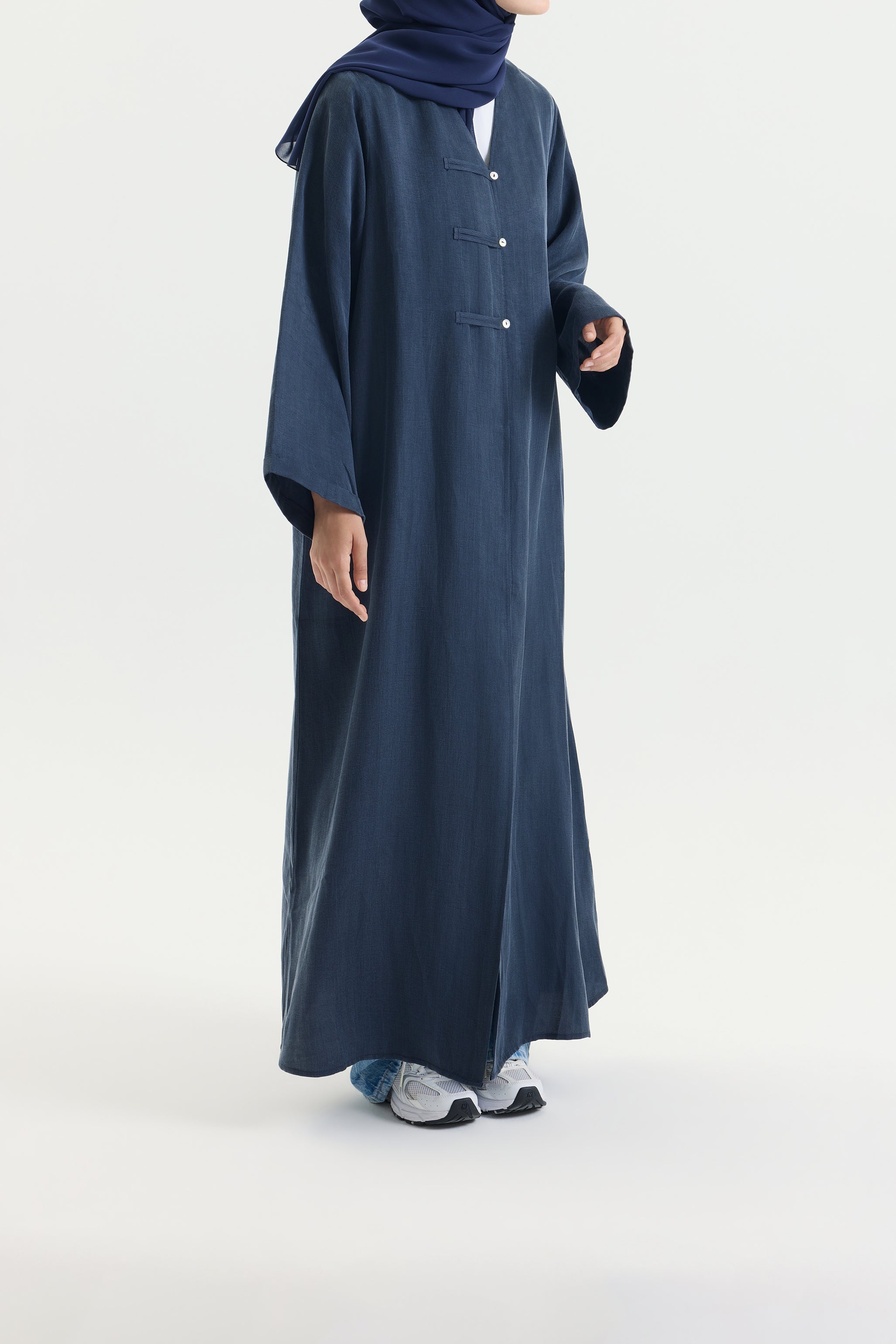 Brit Detaylı Lacivert Kupra Abaya Hubab Abaya