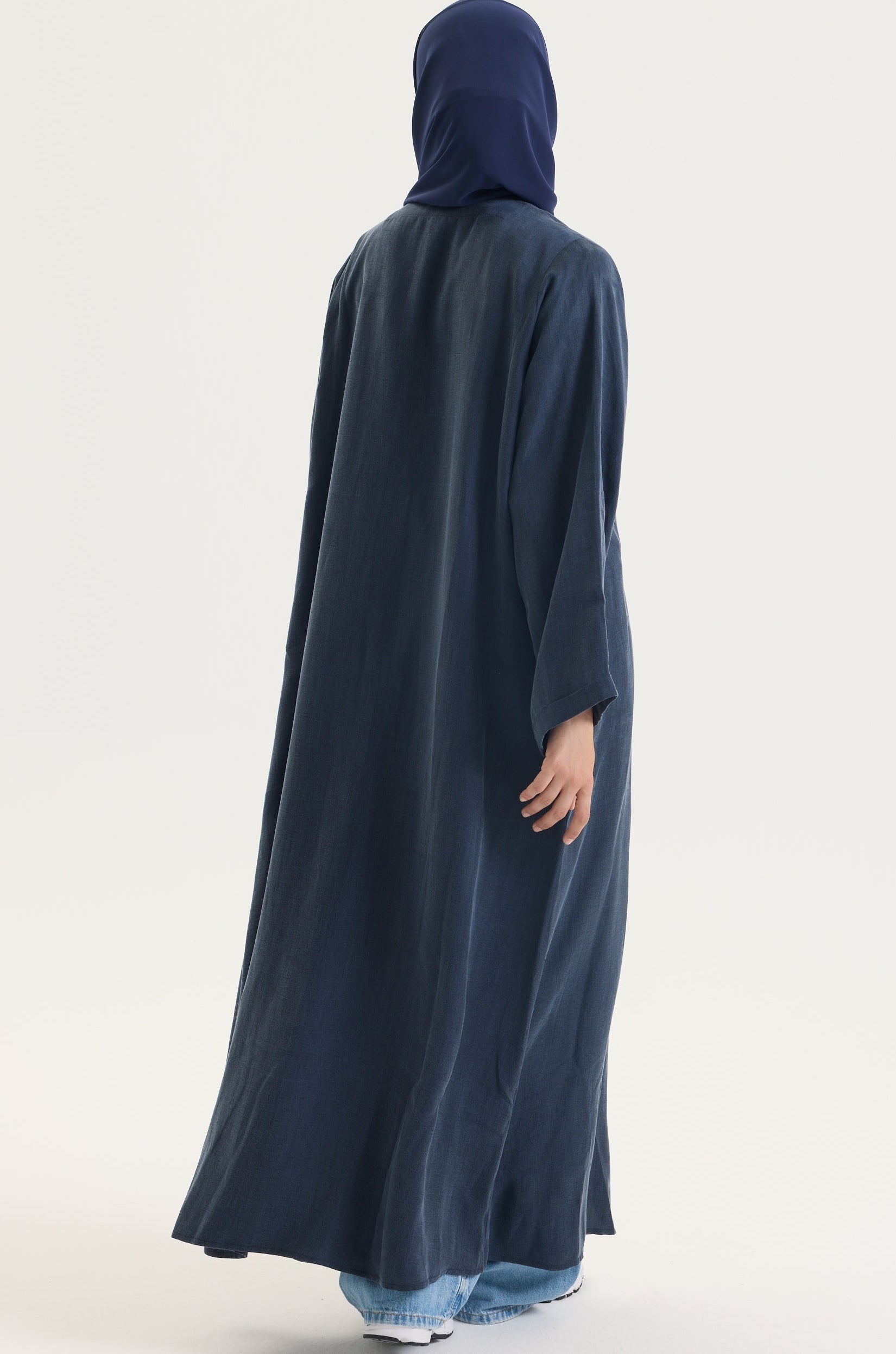 Lacivert Japon Şifon Şal Hubab Abaya