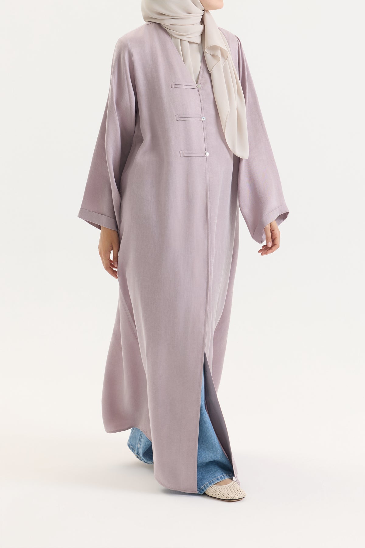 Brit Detaylı Gül Kurusu Kupra Abaya Hubab Abaya