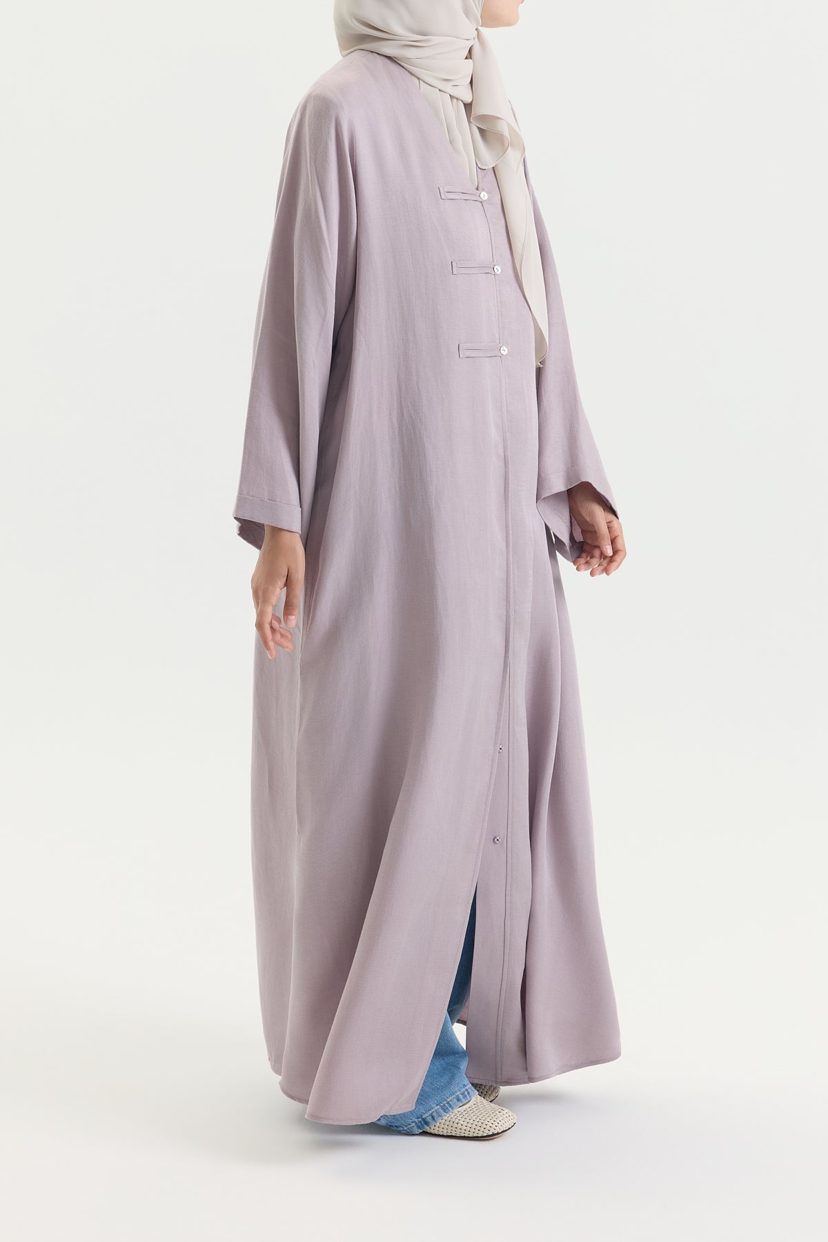 Brit Detaylı Gül Kurusu Kupra Abaya Hubab Abaya