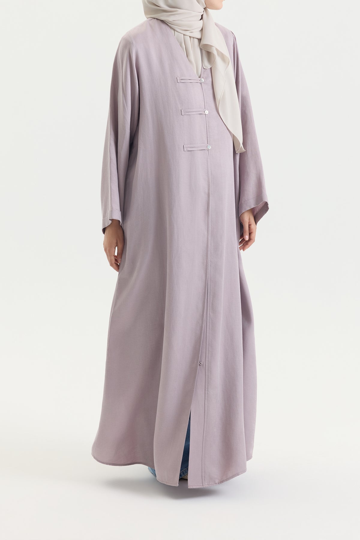 Brit Detaylı Gül Kurusu Kupra Abaya Hubab Abaya