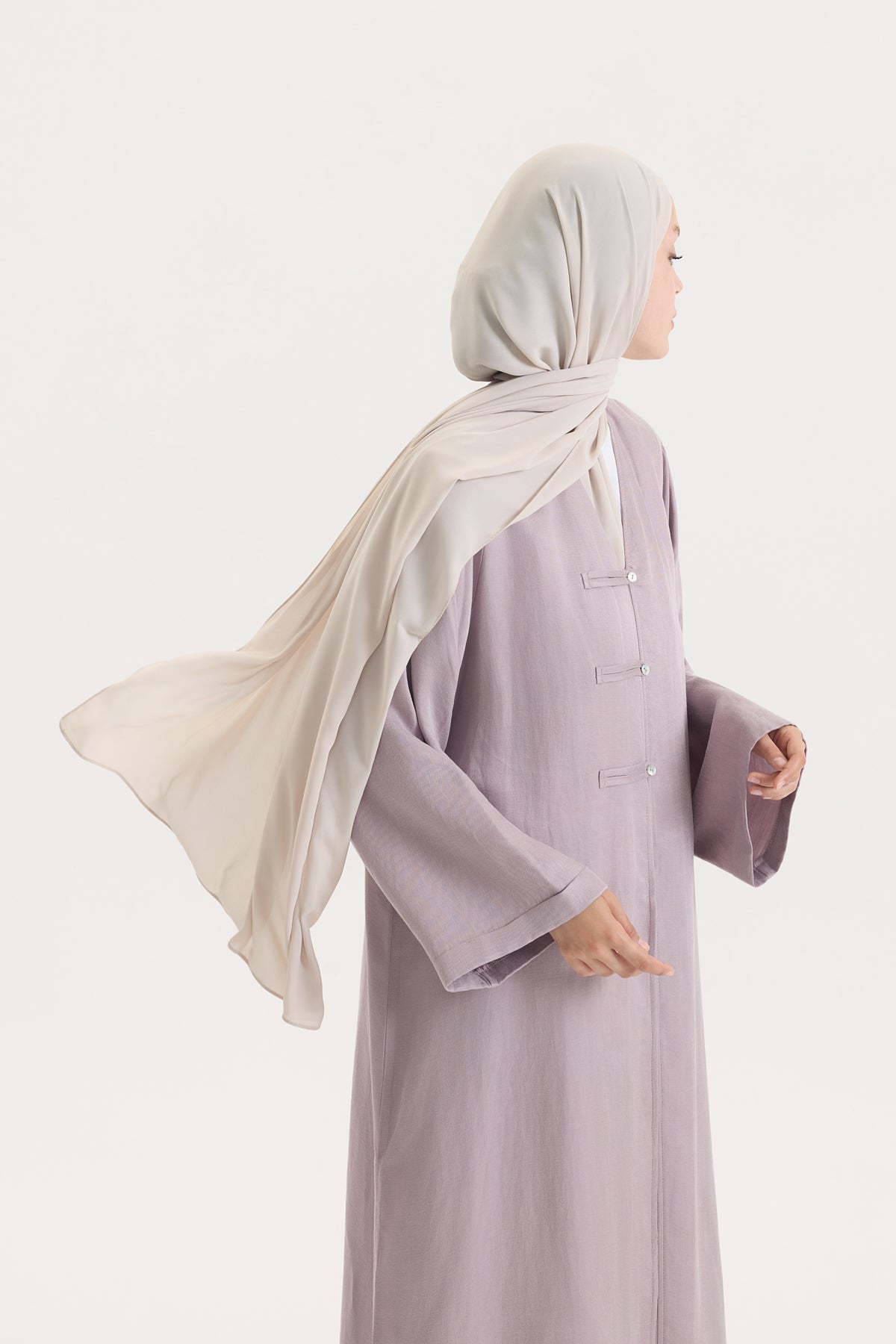 Bej Japon Şifon Şal Hubab Abaya