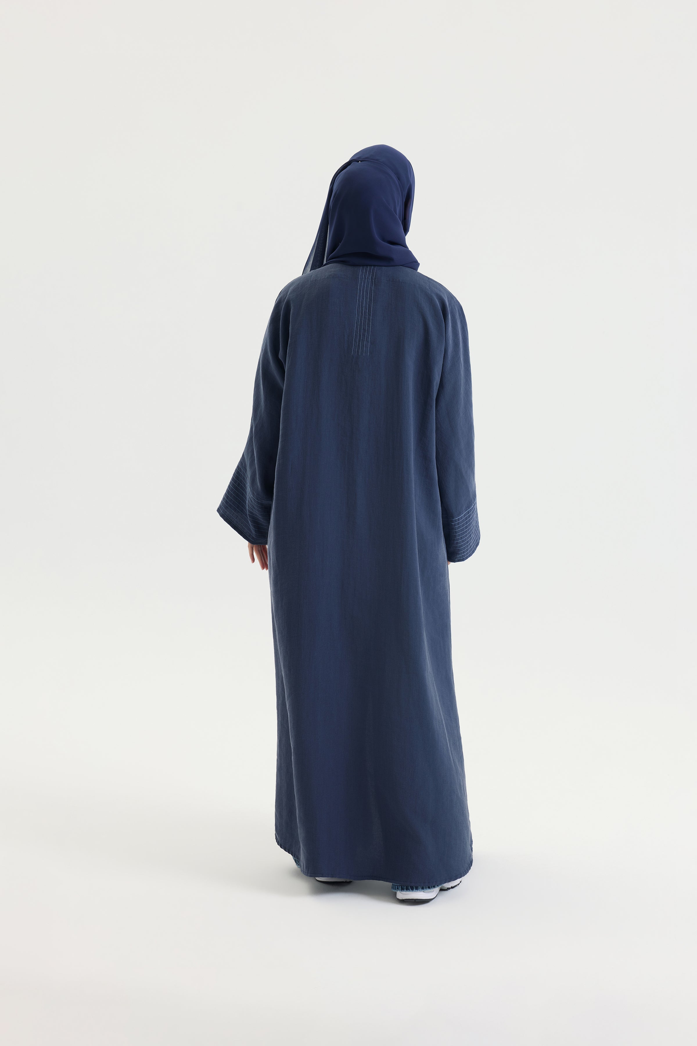 ÇİZGİ DETAYLI LACİVERT TENSEL ABAYA Hubab Abaya