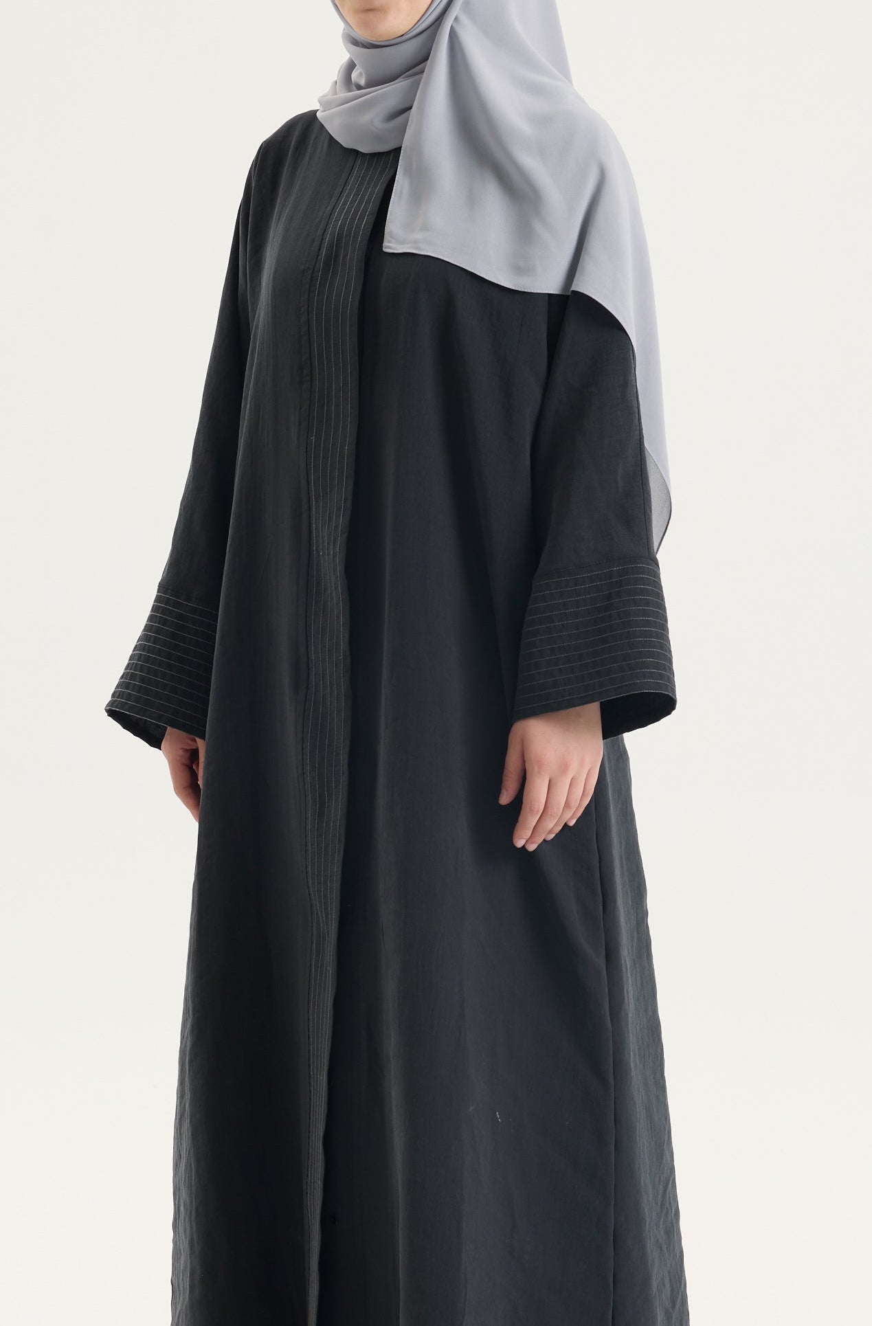 Açık gri Japon Şifon Şal Hubab Abaya