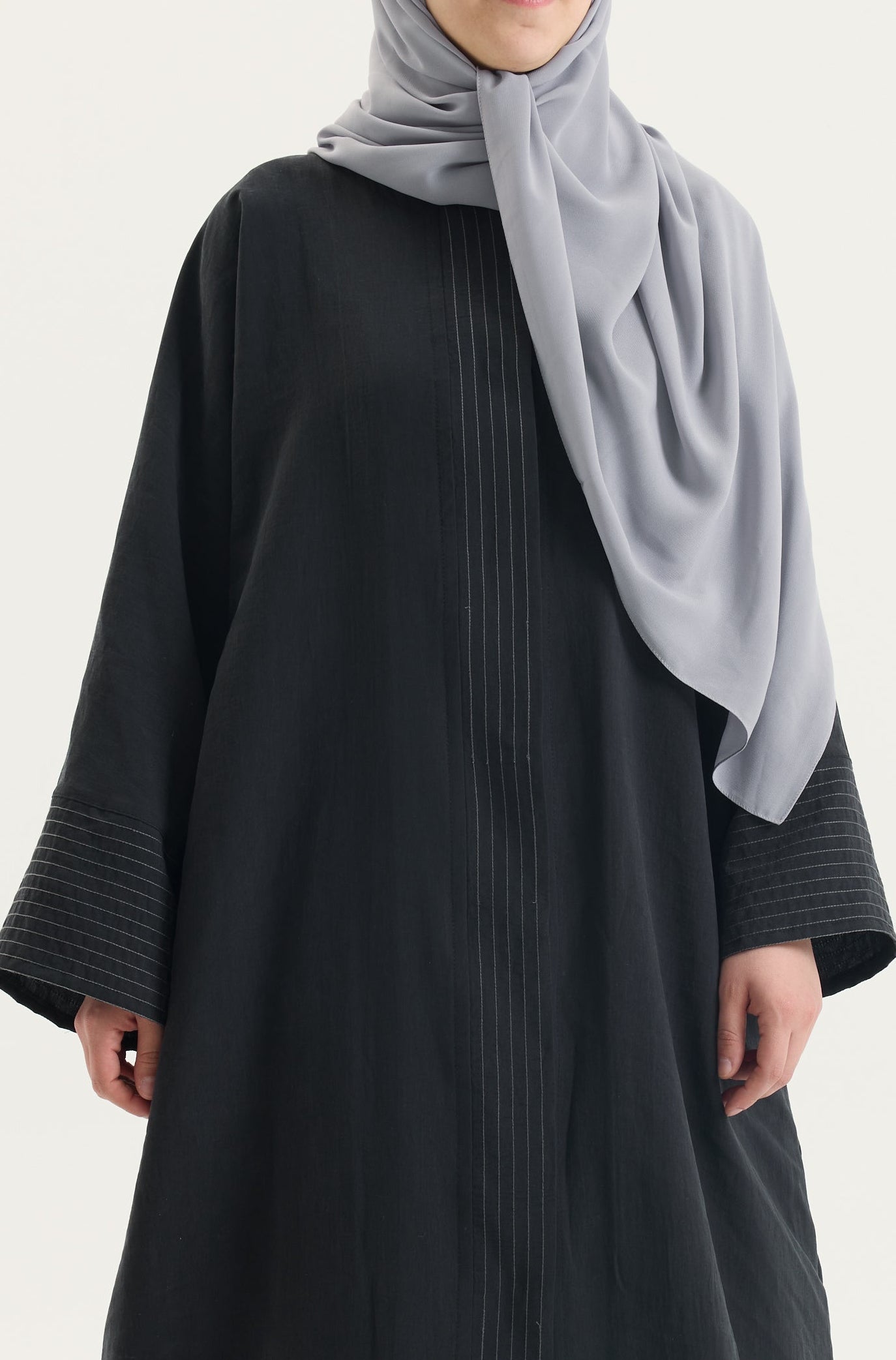 Açık gri Japon Şifon Şal Hubab Abaya