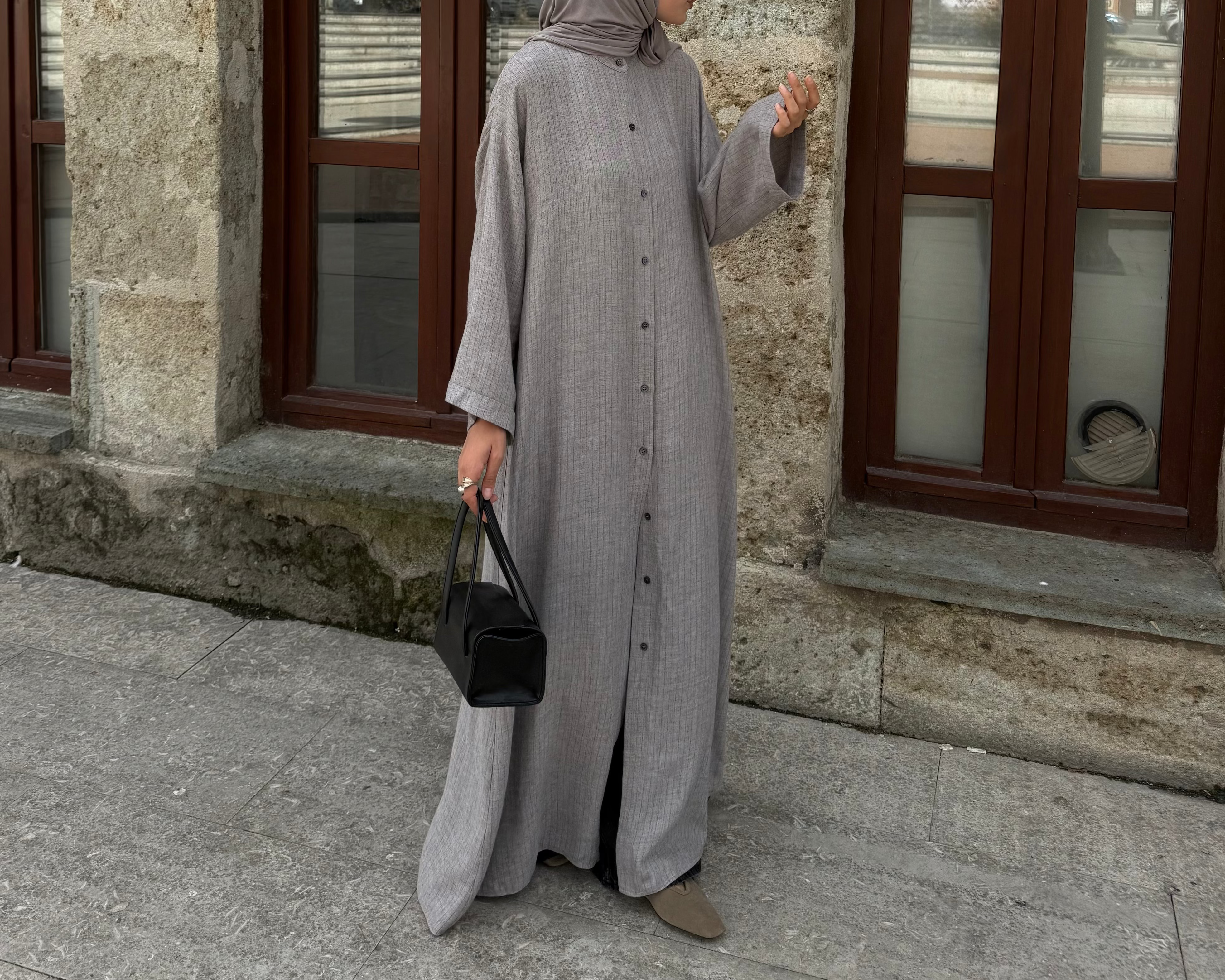 Daily Abaya Gri Hubab Abaya