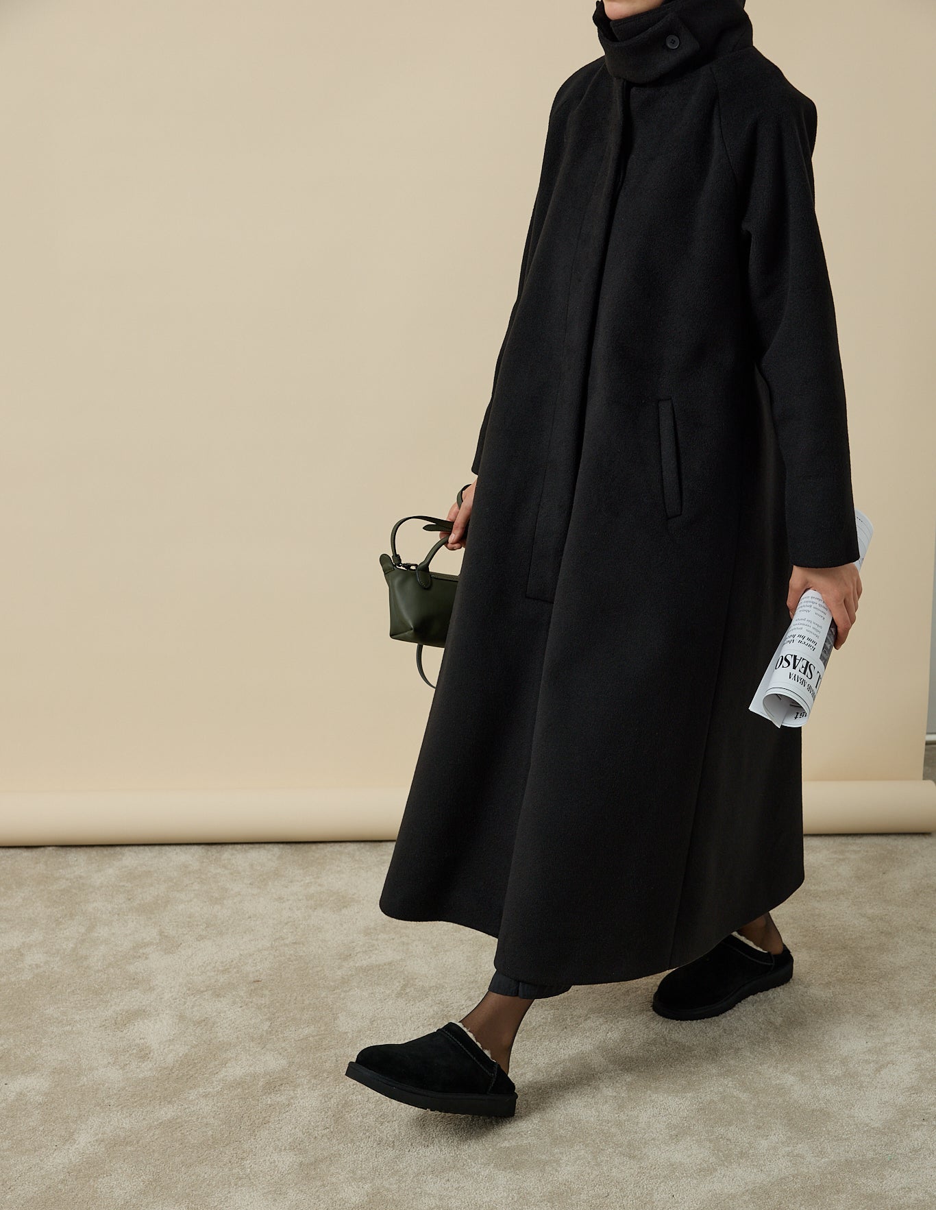 Casual Siyah Kaşe Kaban Hubab Abaya