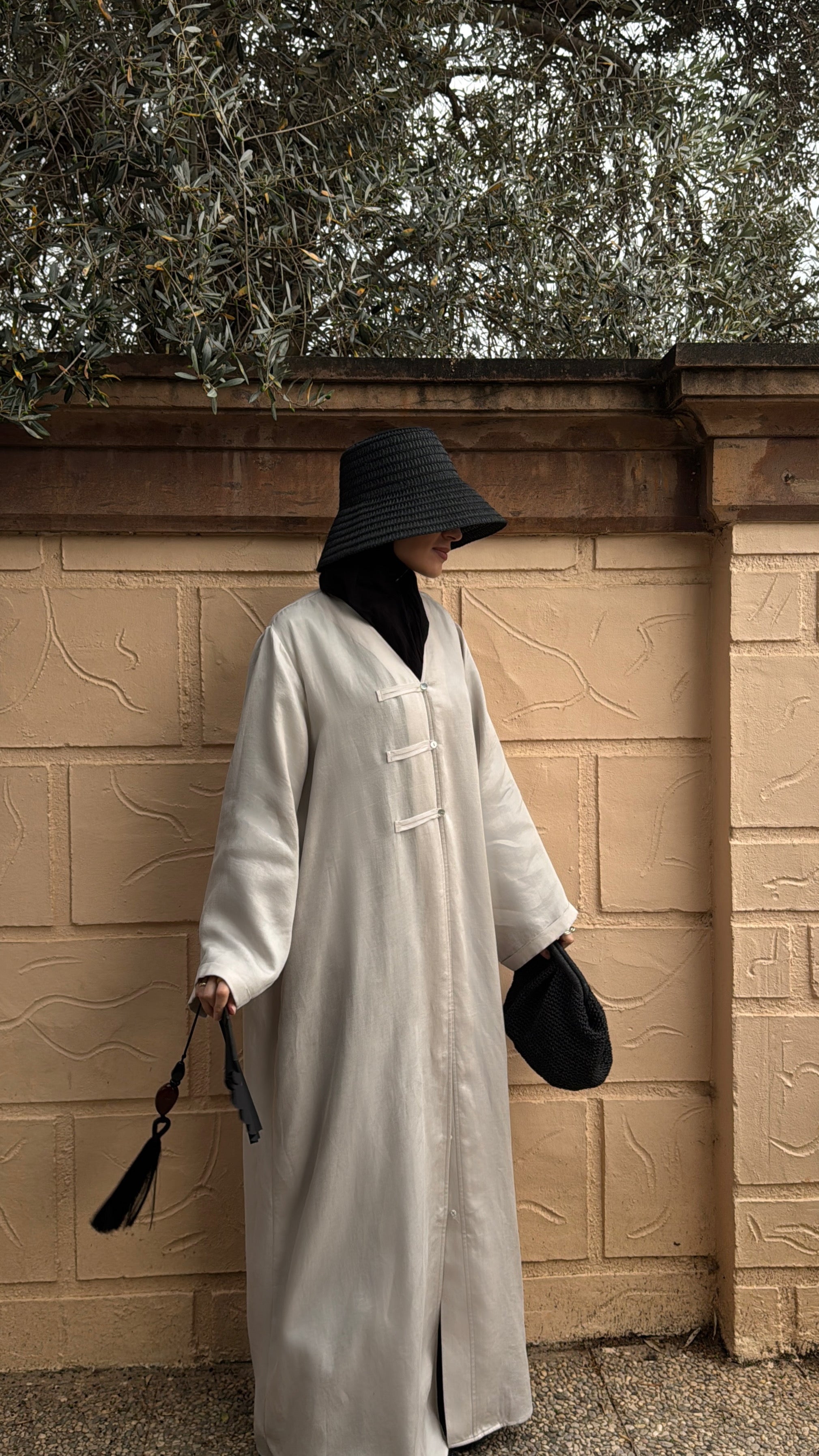 BRİT DETAYLI SEDEF KUPRA ABAYA Hubab Abaya