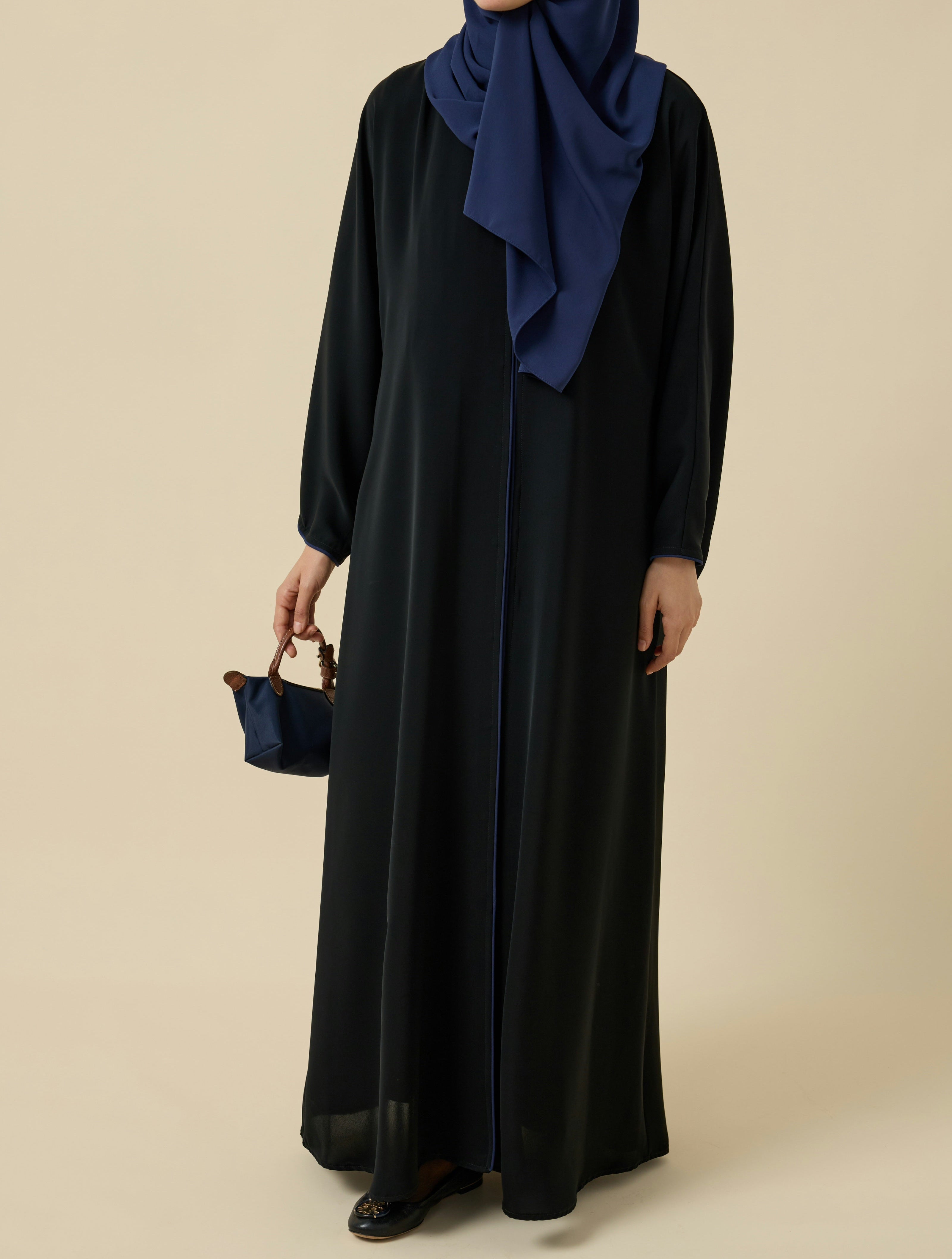 Lacivert Biyeli Abaya Hubab Abaya