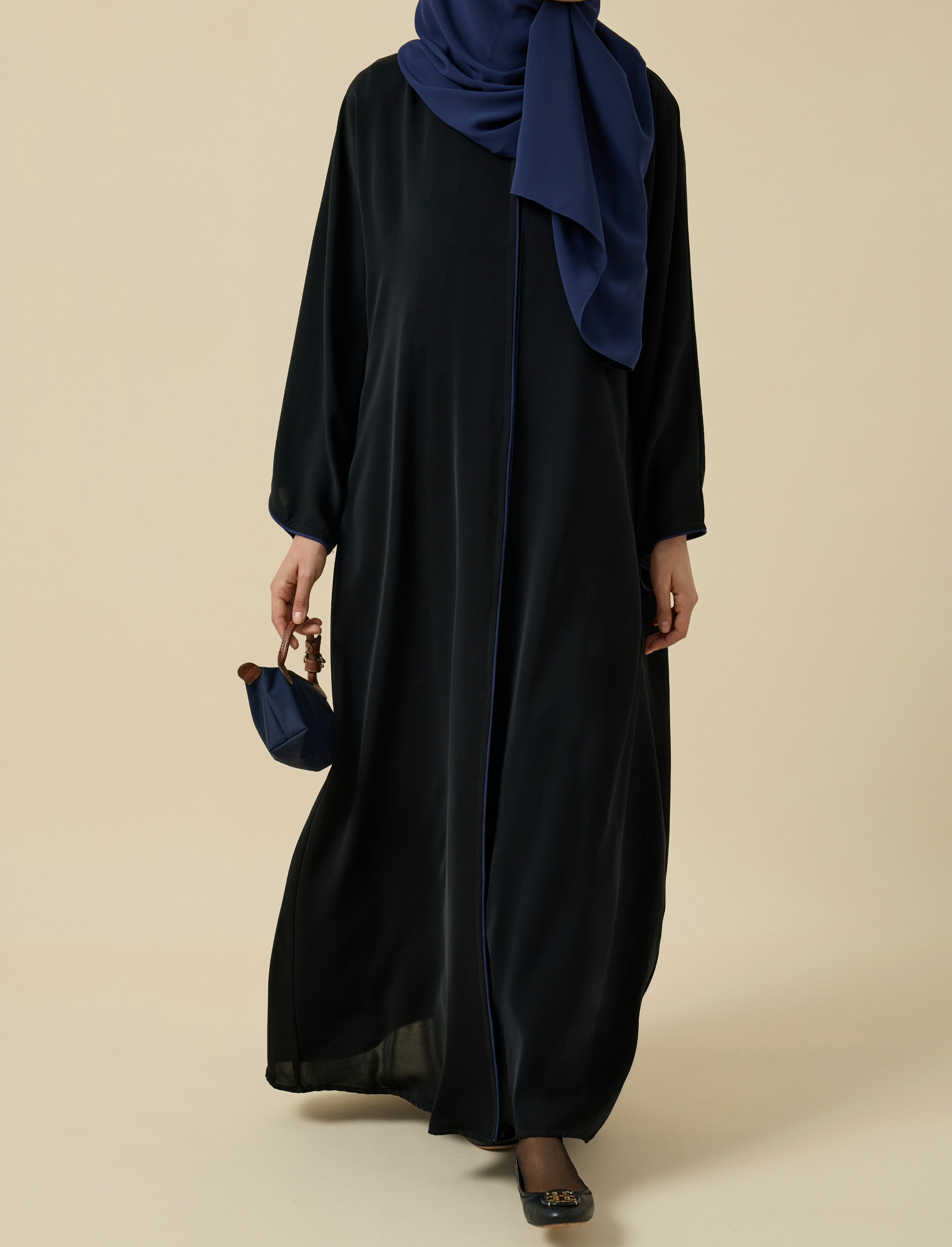 Lacivert Biyeli Abaya Hubab Abaya