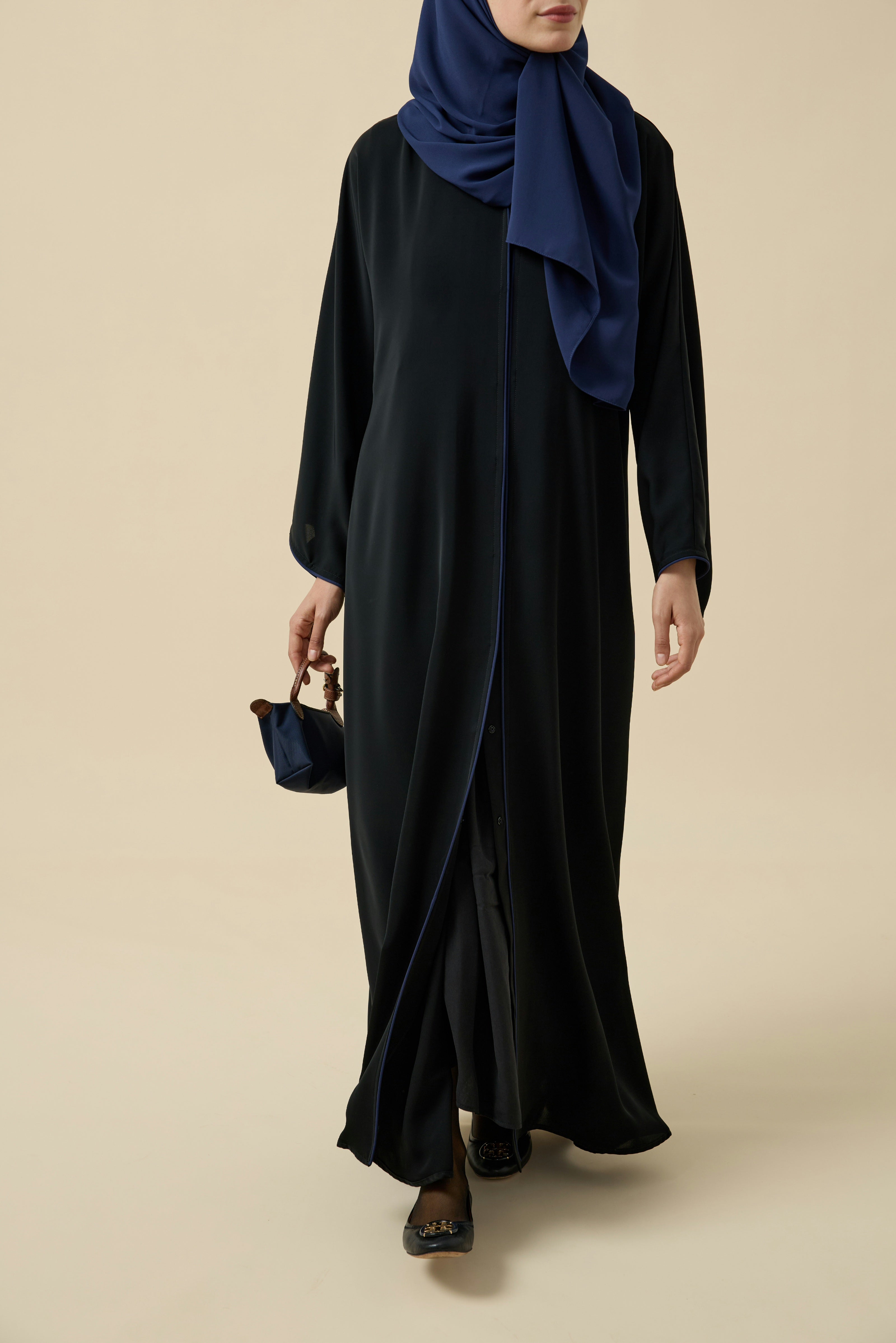 Lacivert Biyeli Abaya Hubab Abaya