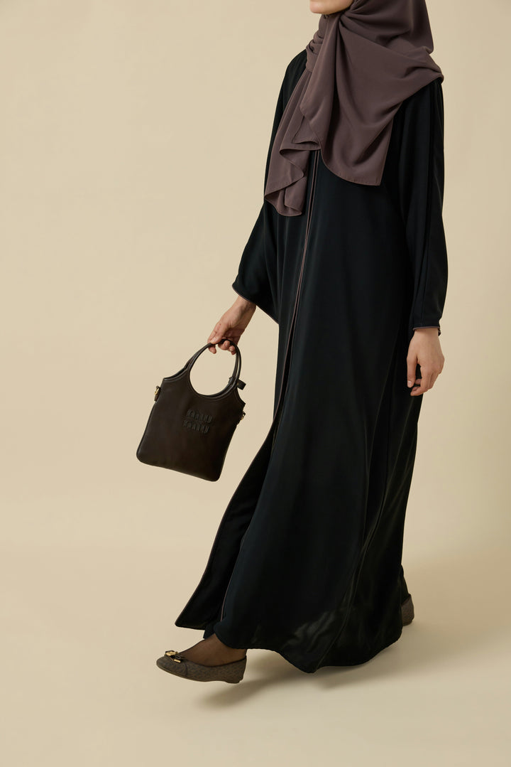 Kahverengi Biyeli Abaya&amp; Şal Takım Hubab Abaya