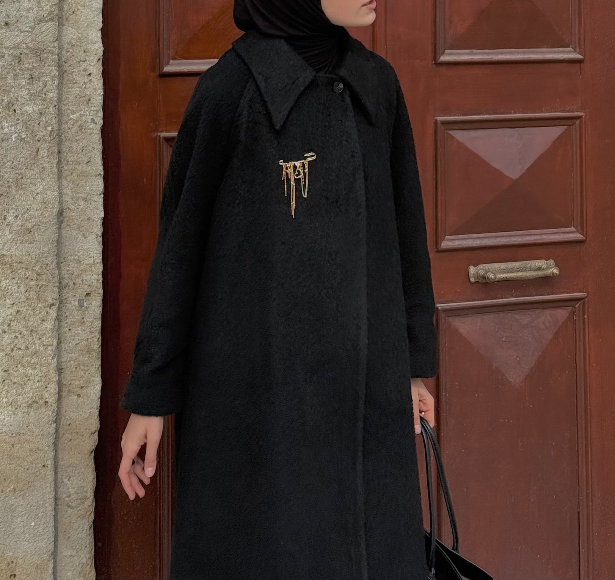 YAKA DETAYLI BUKLET KABAN Hubab Abaya