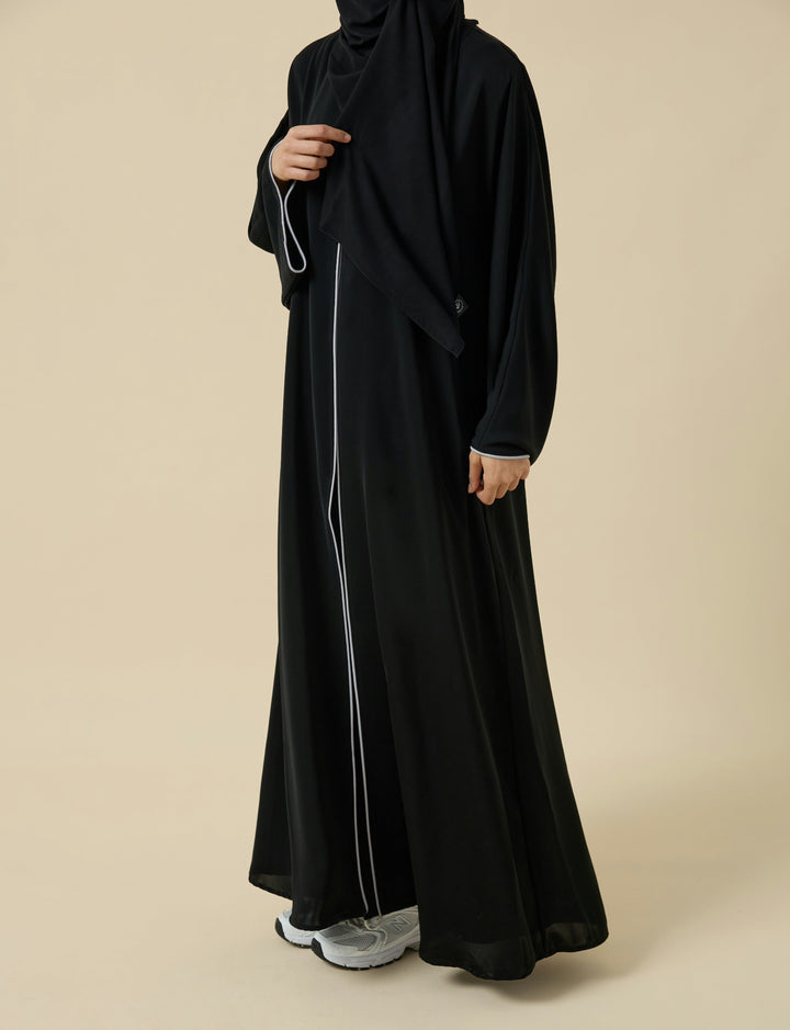 Açık Gri Biyeli Abaya Hubab Abaya