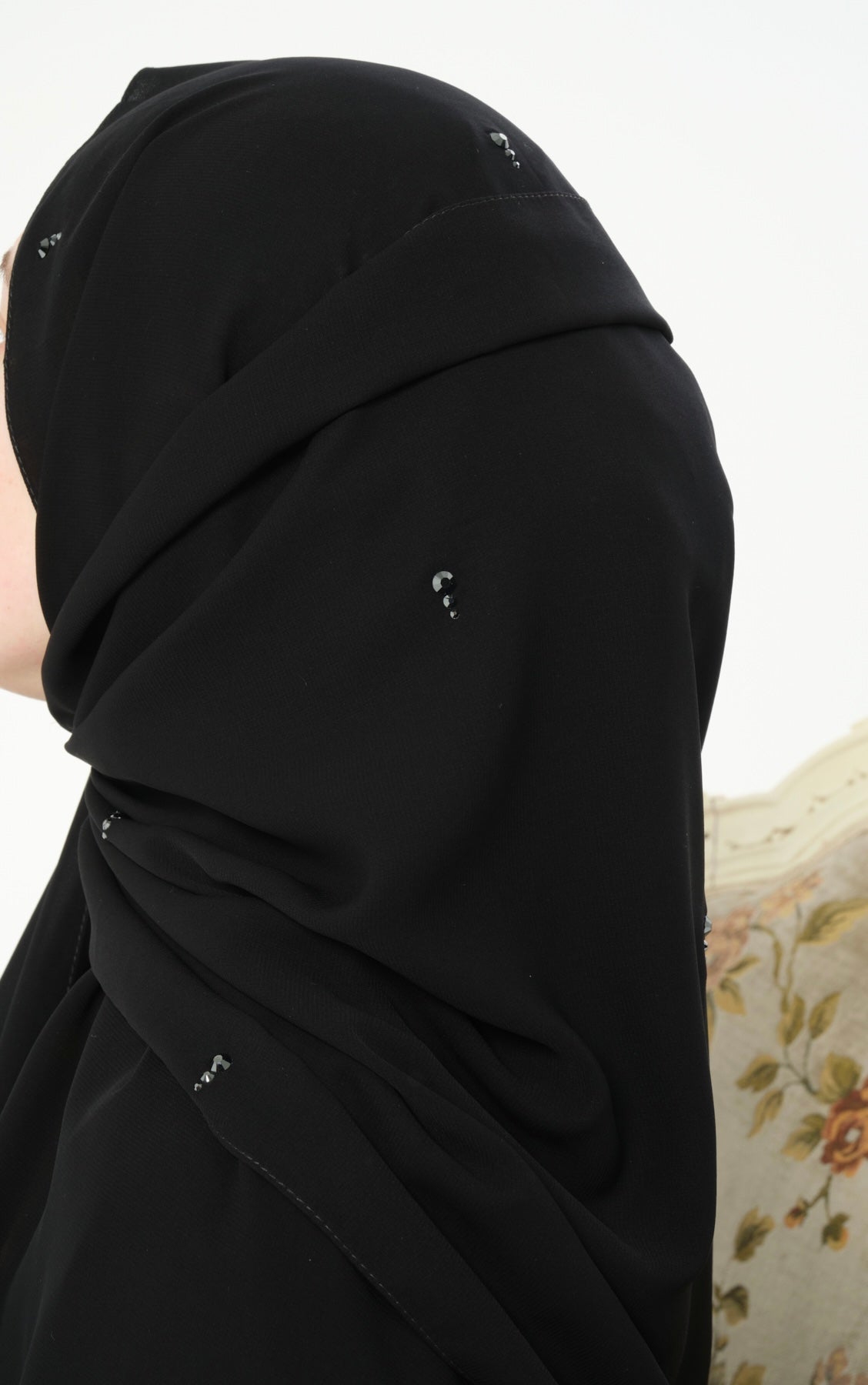 Swarovski Hematit Damla Şal Hubab Abaya