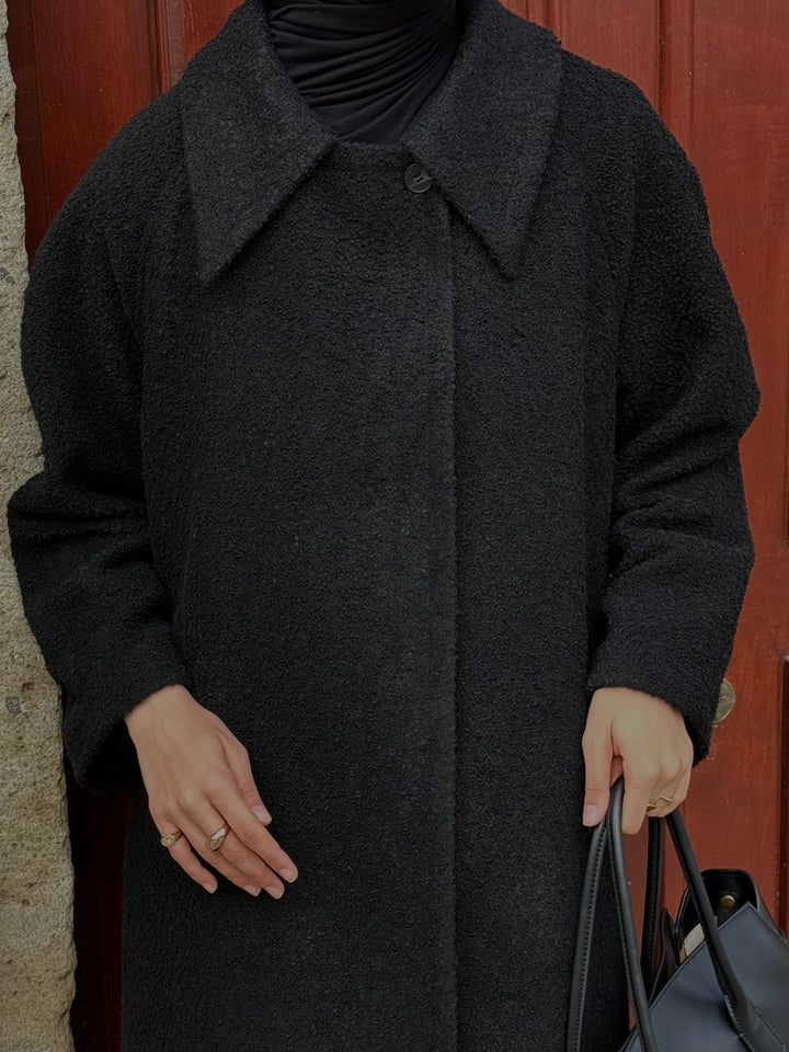 YAKA DETAYLI BUKLET KABAN Hubab Abaya