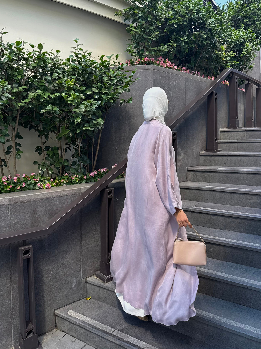 Brit Detaylı Gül Kurusu Kupra Abaya Hubab Abaya