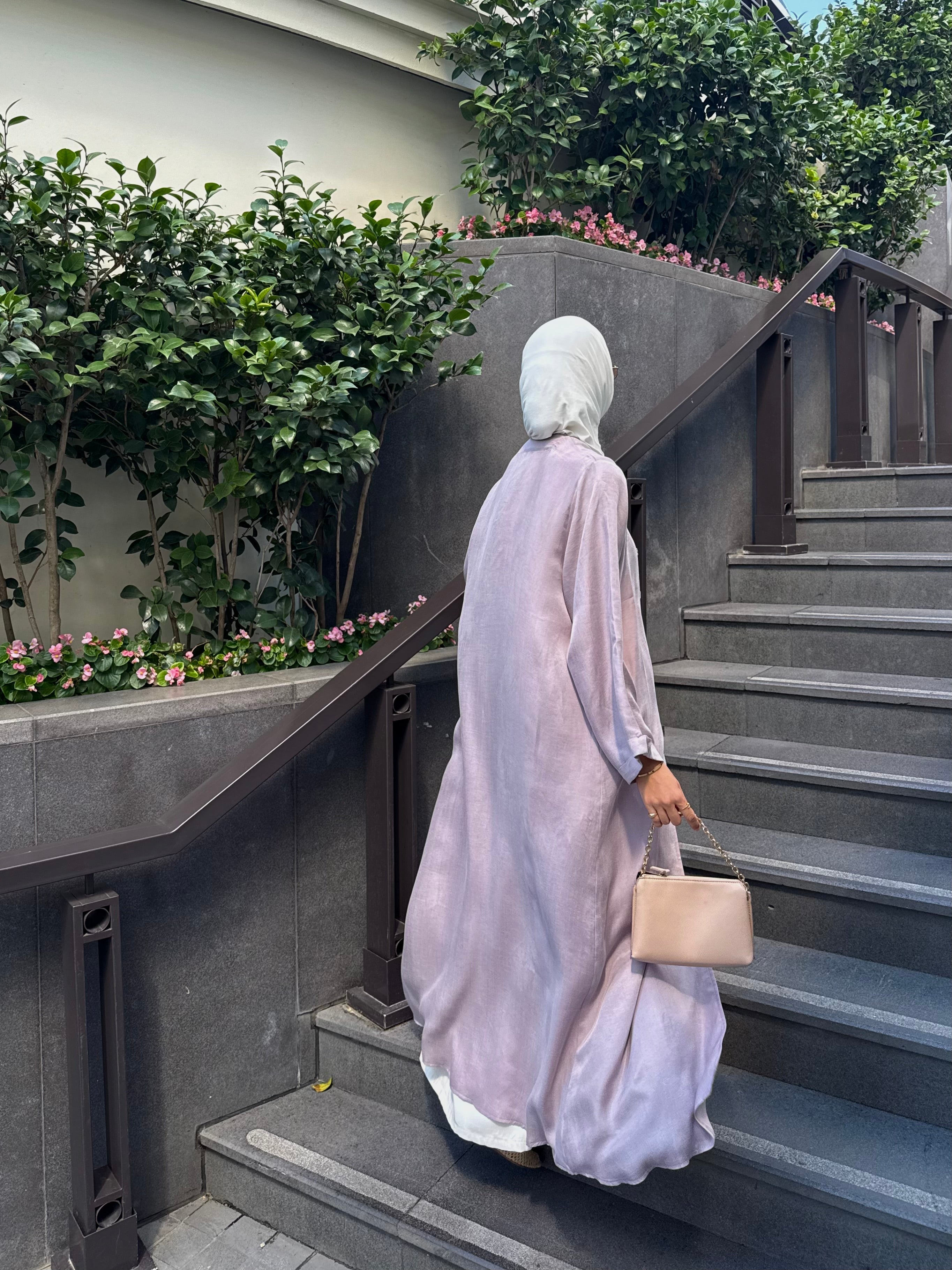 Brit Detaylı Gül Kurusu Kupra Abaya Hubab Abaya