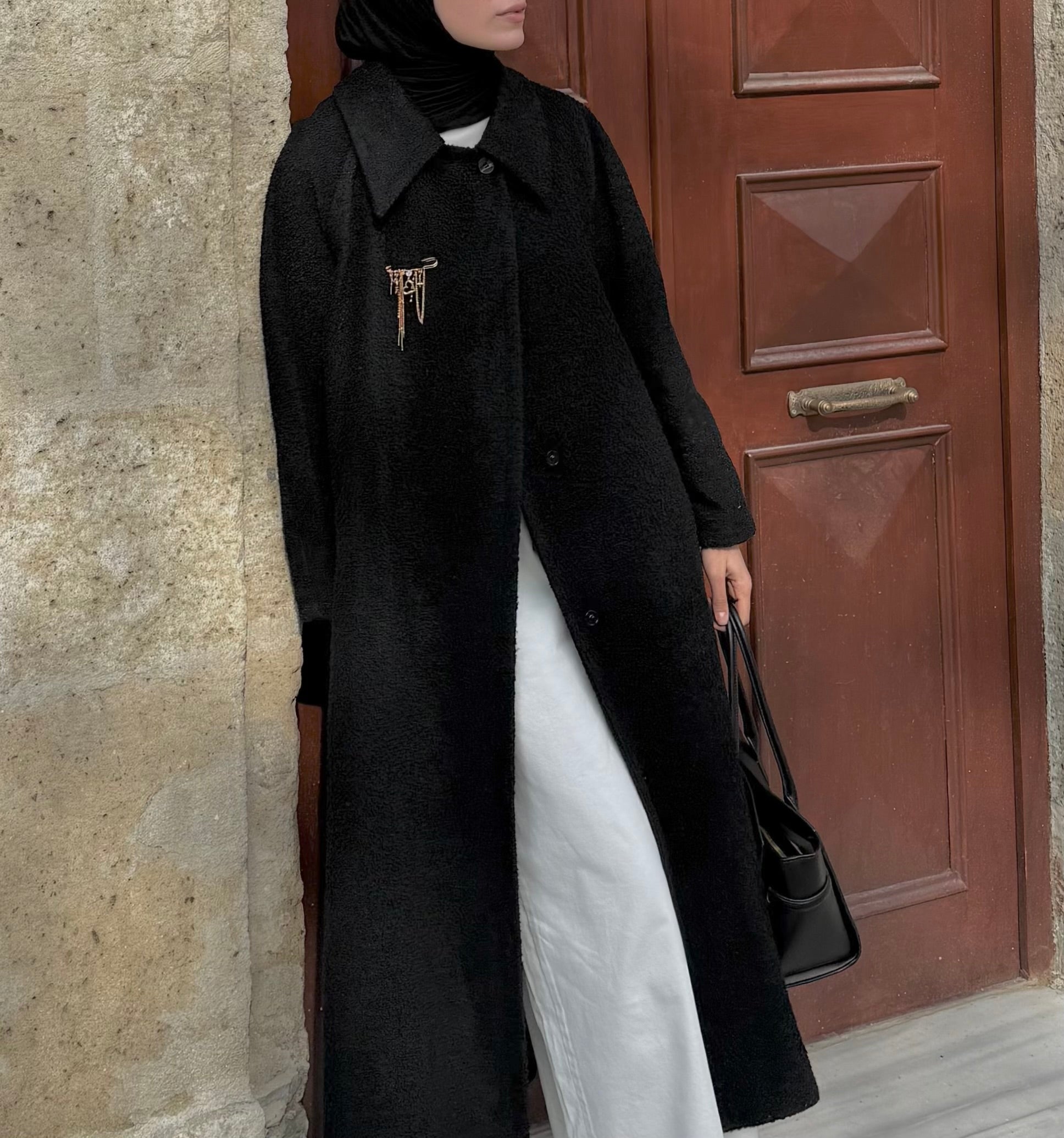 YAKA DETAYLI BUKLET KABAN Hubab Abaya