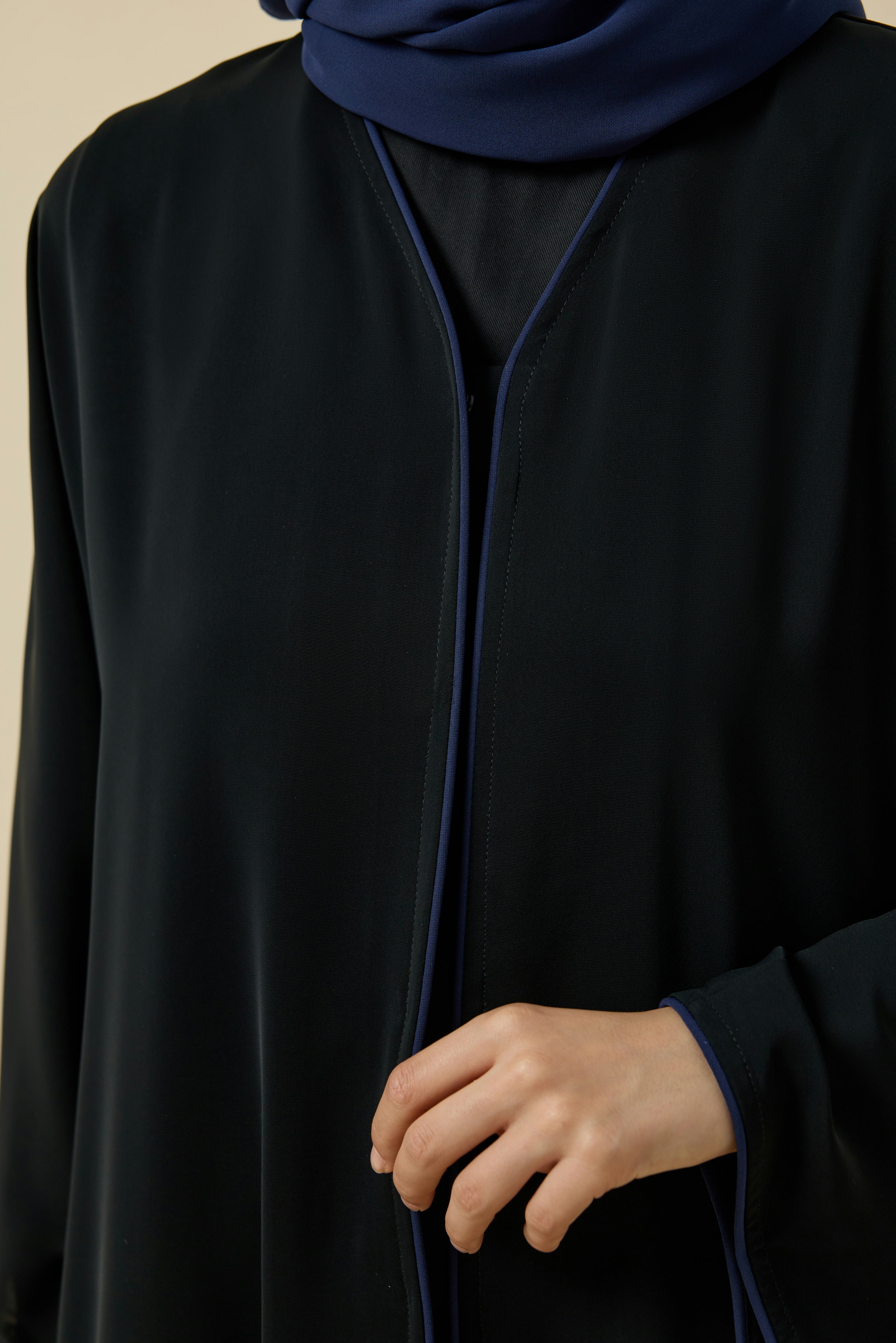 Lacivert Biyeli Abaya Hubab Abaya