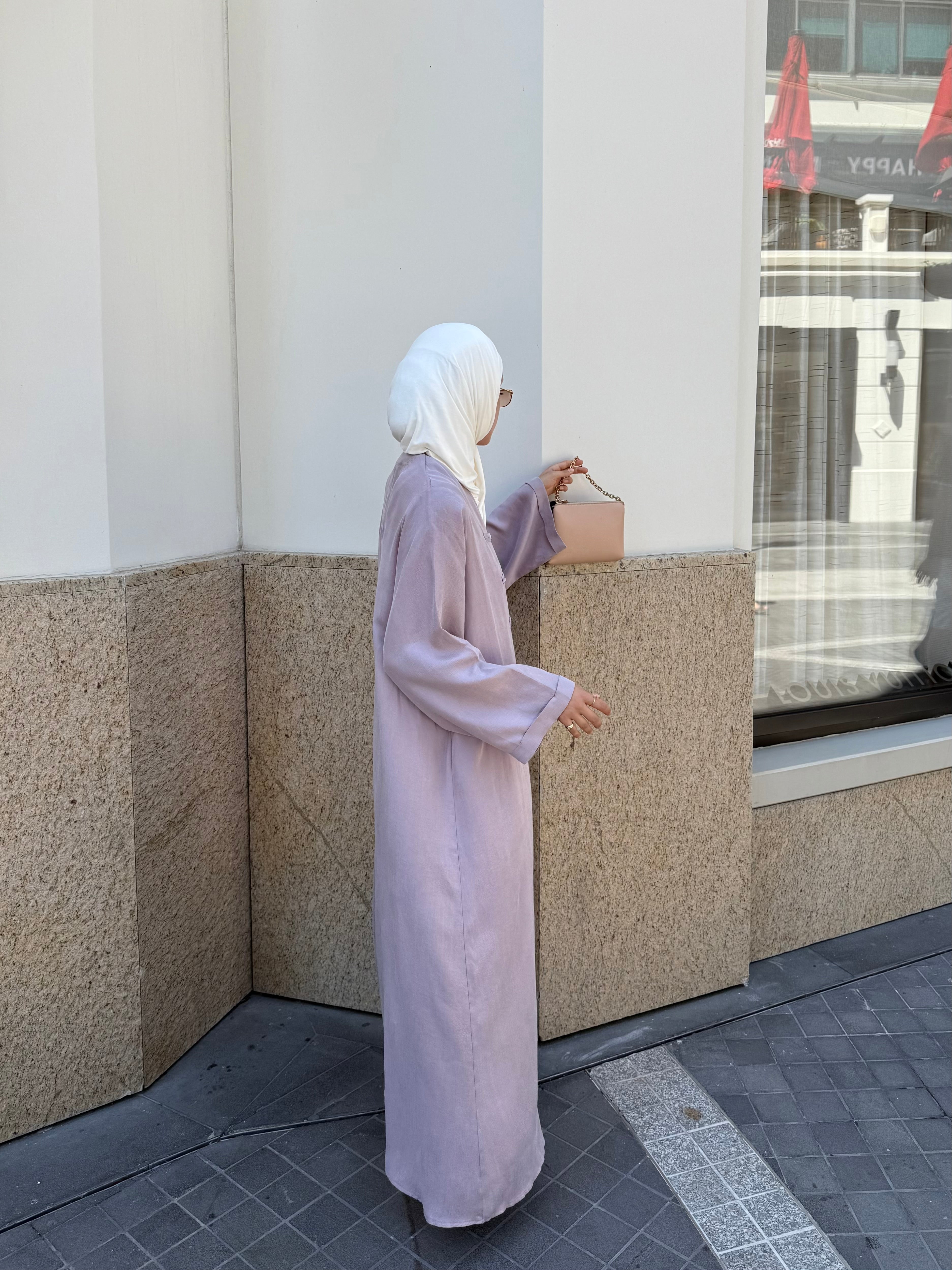 Brit Detaylı Gül Kurusu Kupra Abaya Hubab Abaya