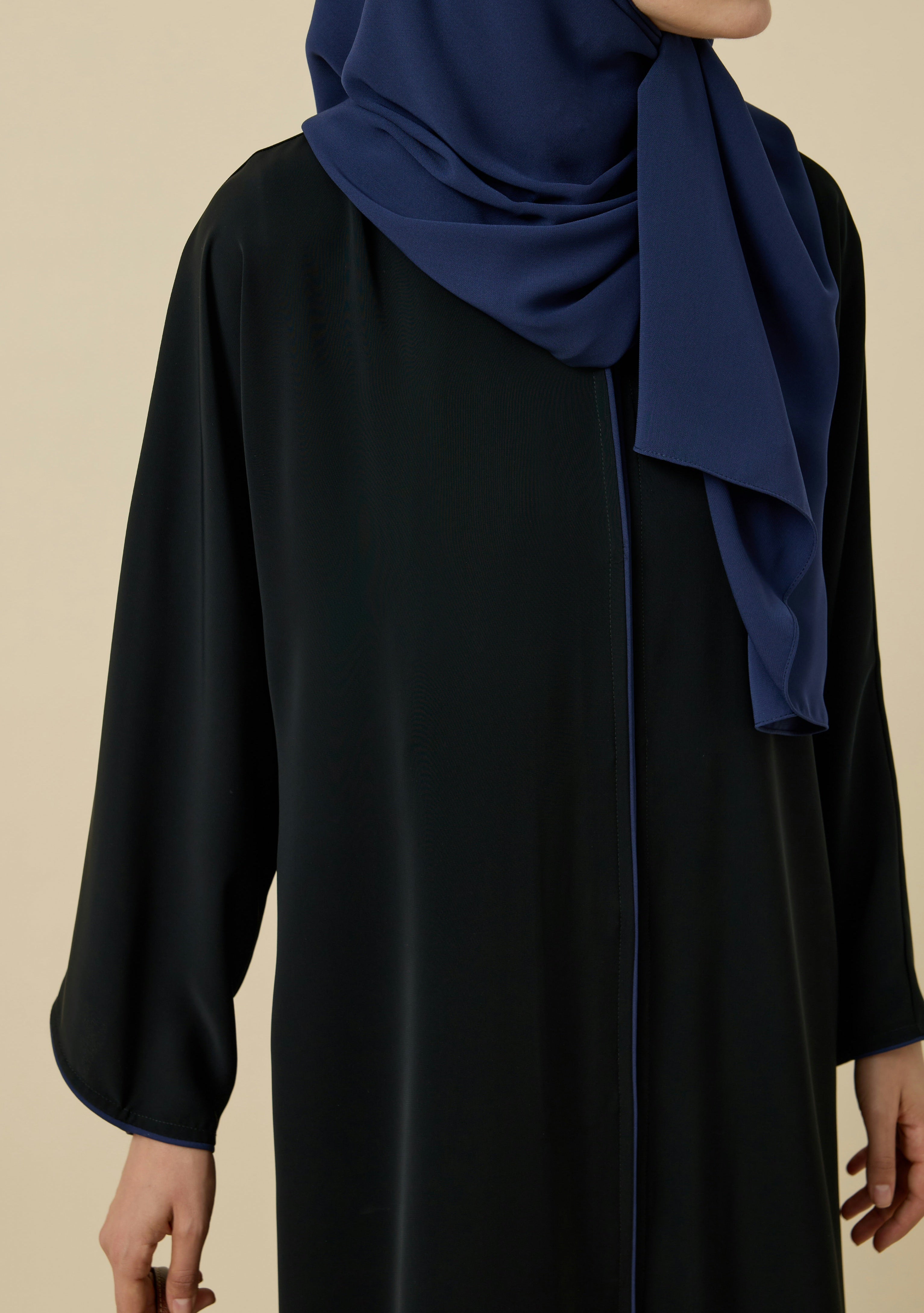 Lacivert Biyeli Abaya Hubab Abaya