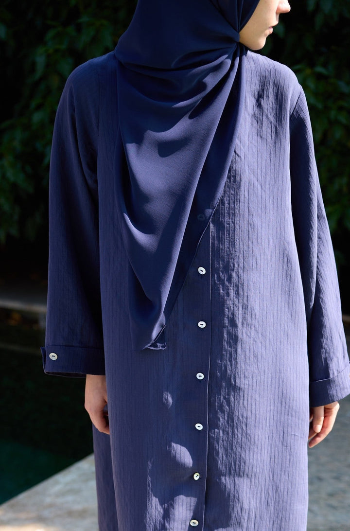 Lacivert Japon Şifon Şal Hubab Abaya