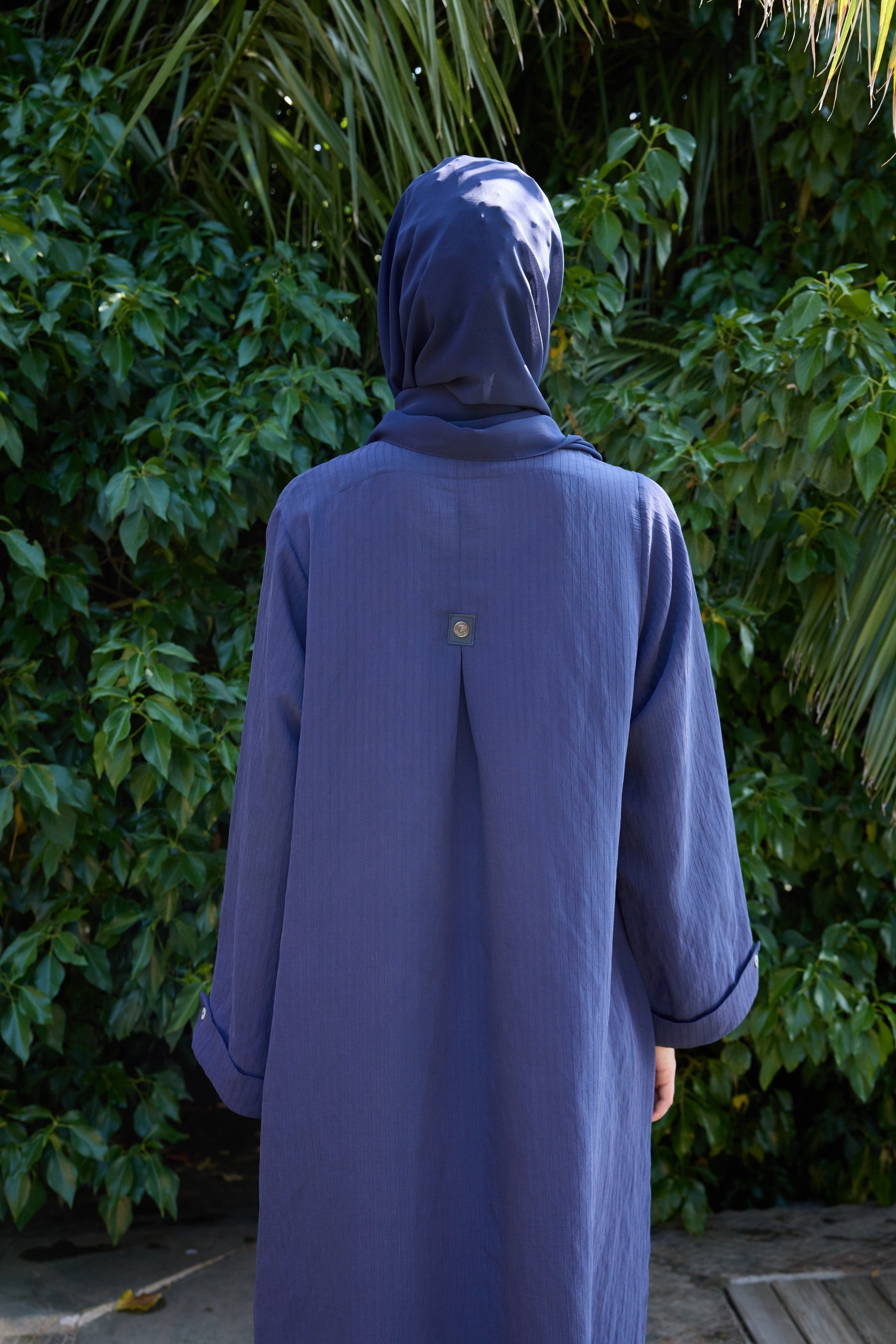 Lacivert Japon Şifon Şal Hubab Abaya