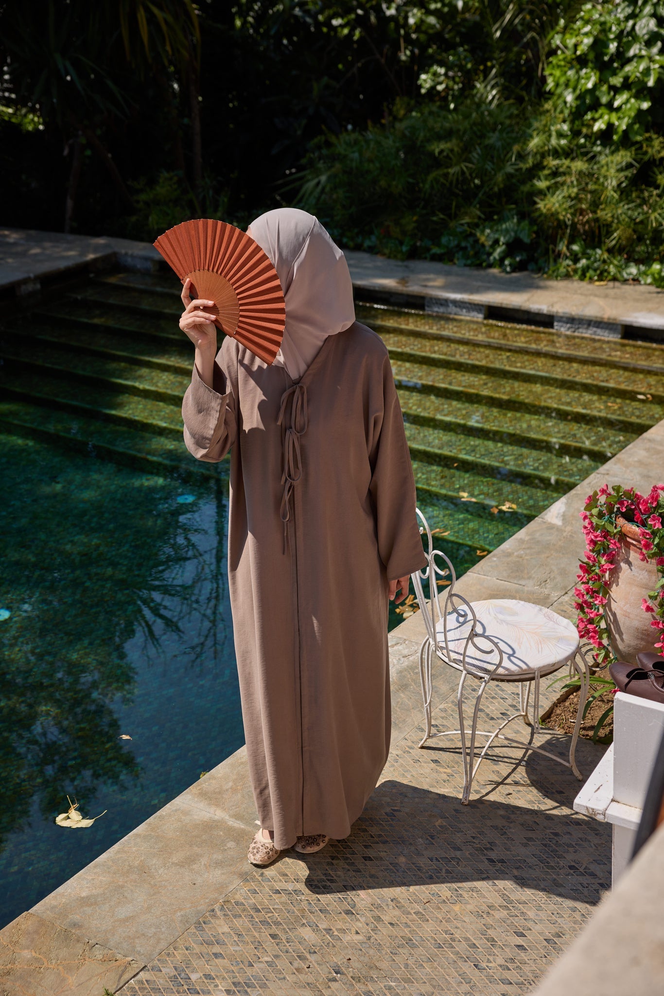 Bej Japon Şifon Şal Hubab Abaya