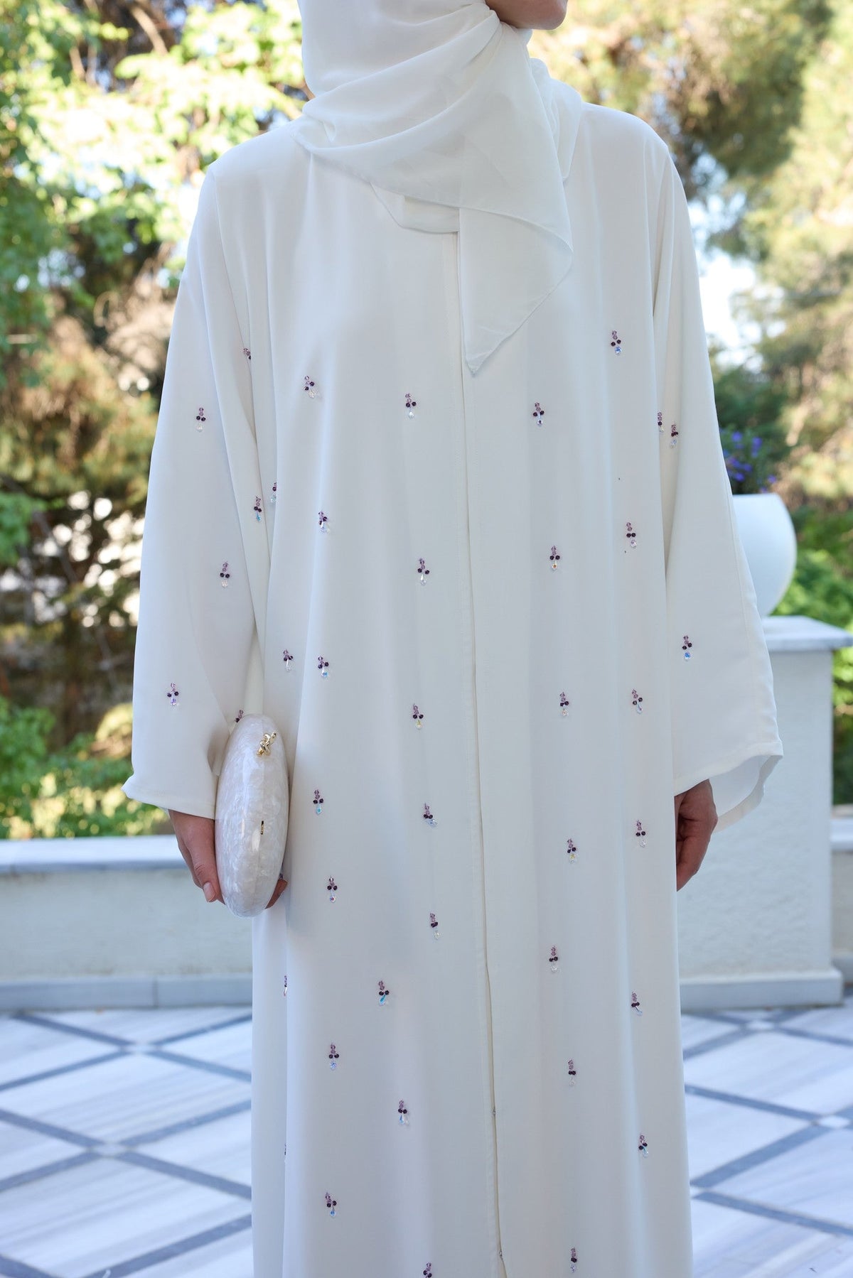 Beyaz Leylak Abaya Hubab Abaya