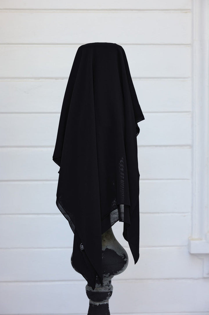 Siyah Japon Şifon Şal Hubab Abaya