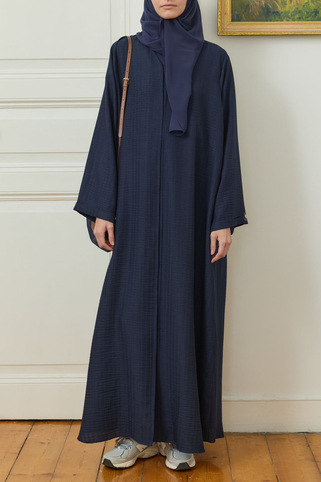 Logo Detaylı Basic Abaya Lacivert Hubab Abaya