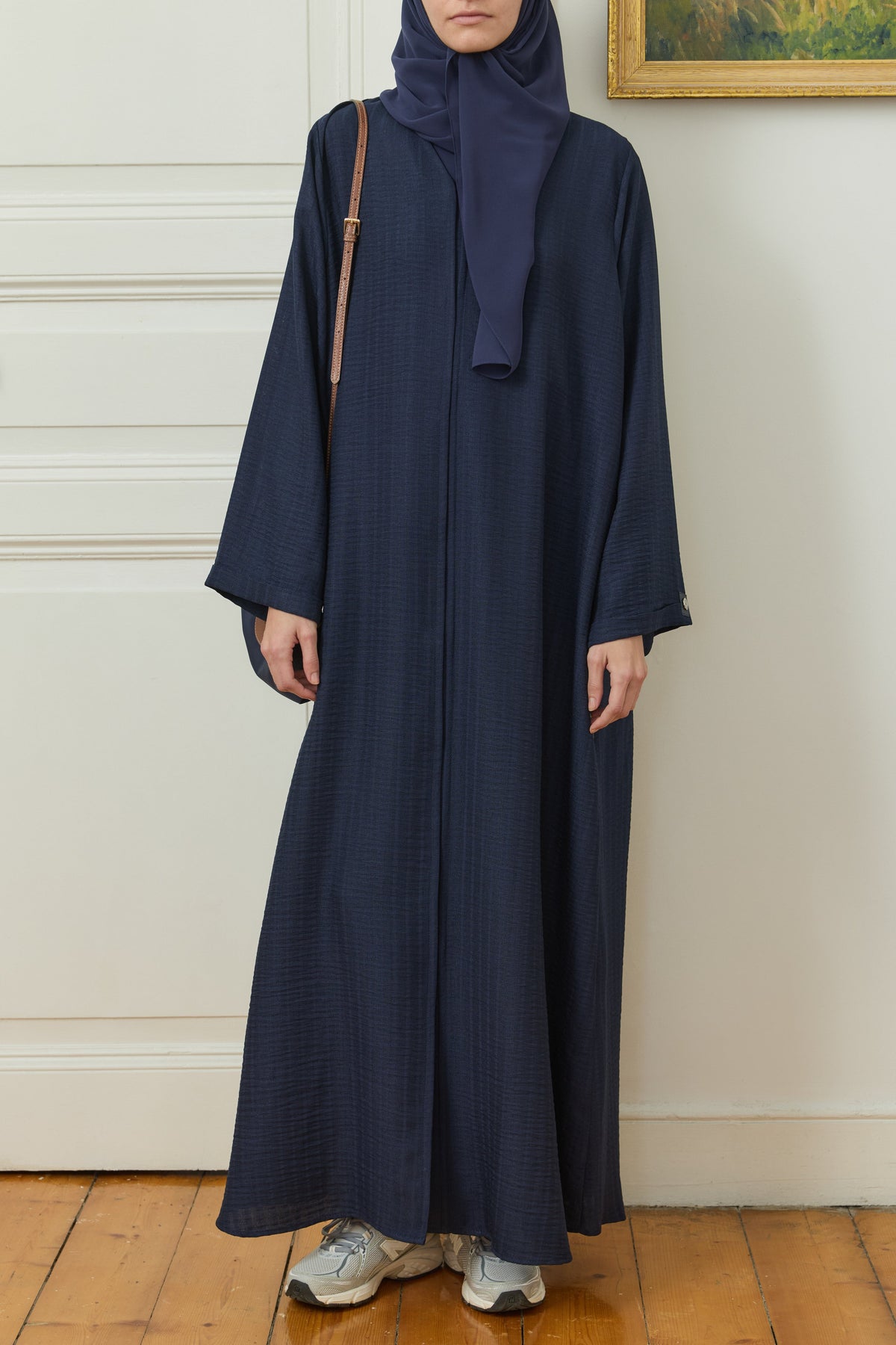 Logo Detaylı Basic Abaya Lacivert Hubab Abaya