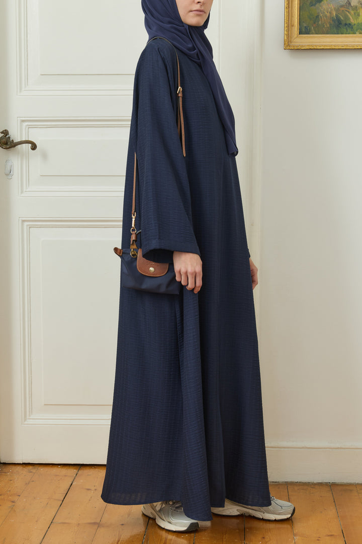 Logo Detaylı Basic Abaya Lacivert Hubab Abaya
