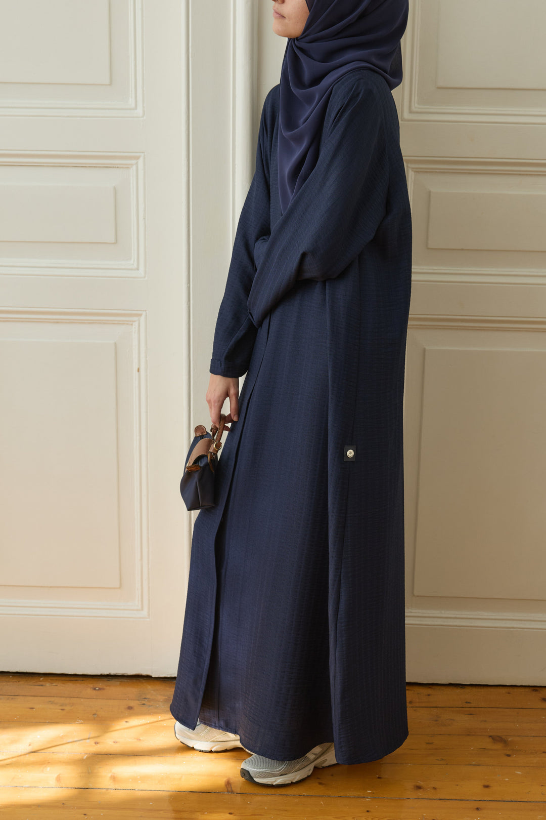 Logo Detaylı Basic Abaya Lacivert Hubab Abaya
