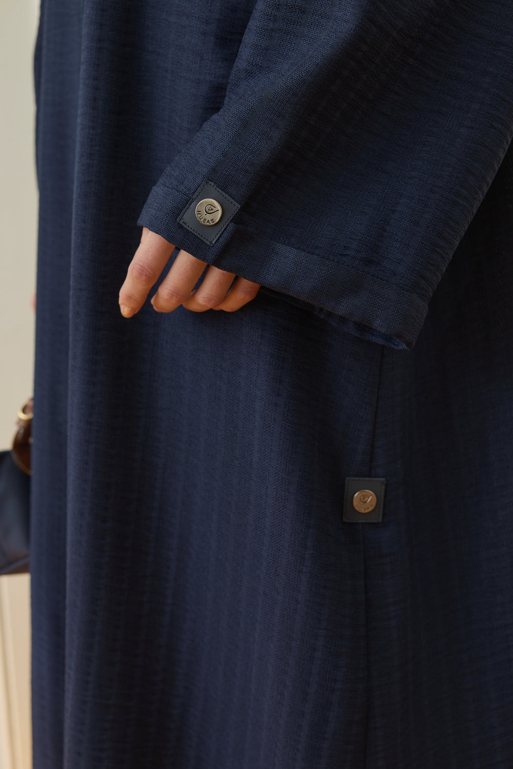 Logo Detaylı Basic Abaya Lacivert Hubab Abaya