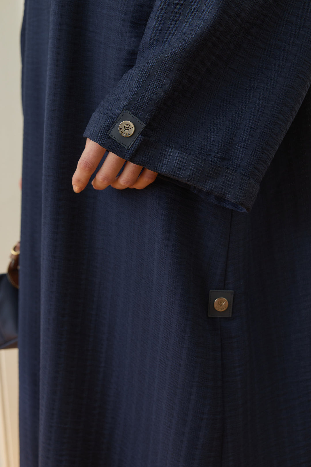 Logo Detaylı Basic Abaya Lacivert Hubab Abaya